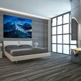 29263314 - dark black style bedroom interior with open fireplace