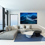 Modern waterfront living room interior