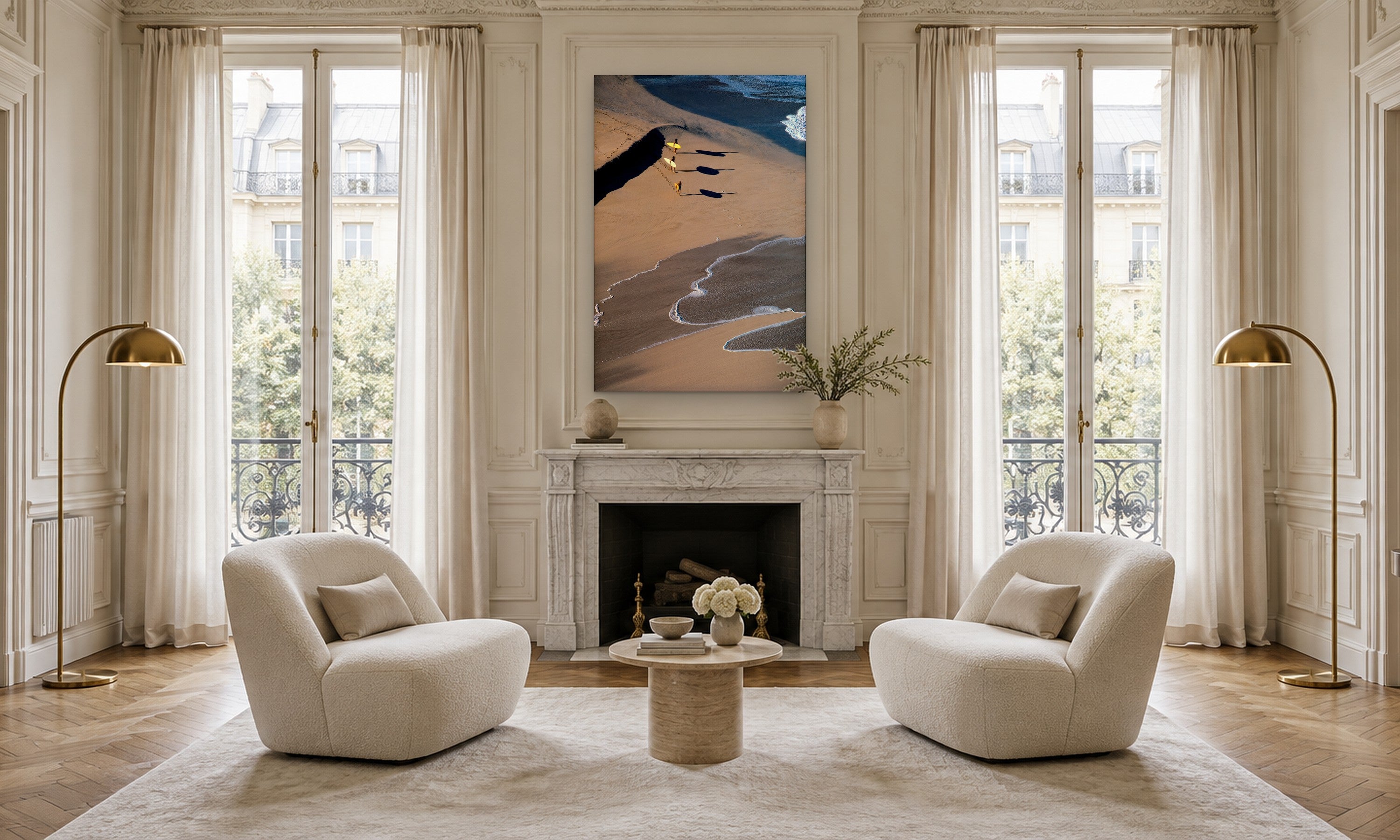 3 Surfers by Aaron Chang, shown in a Parisian salon