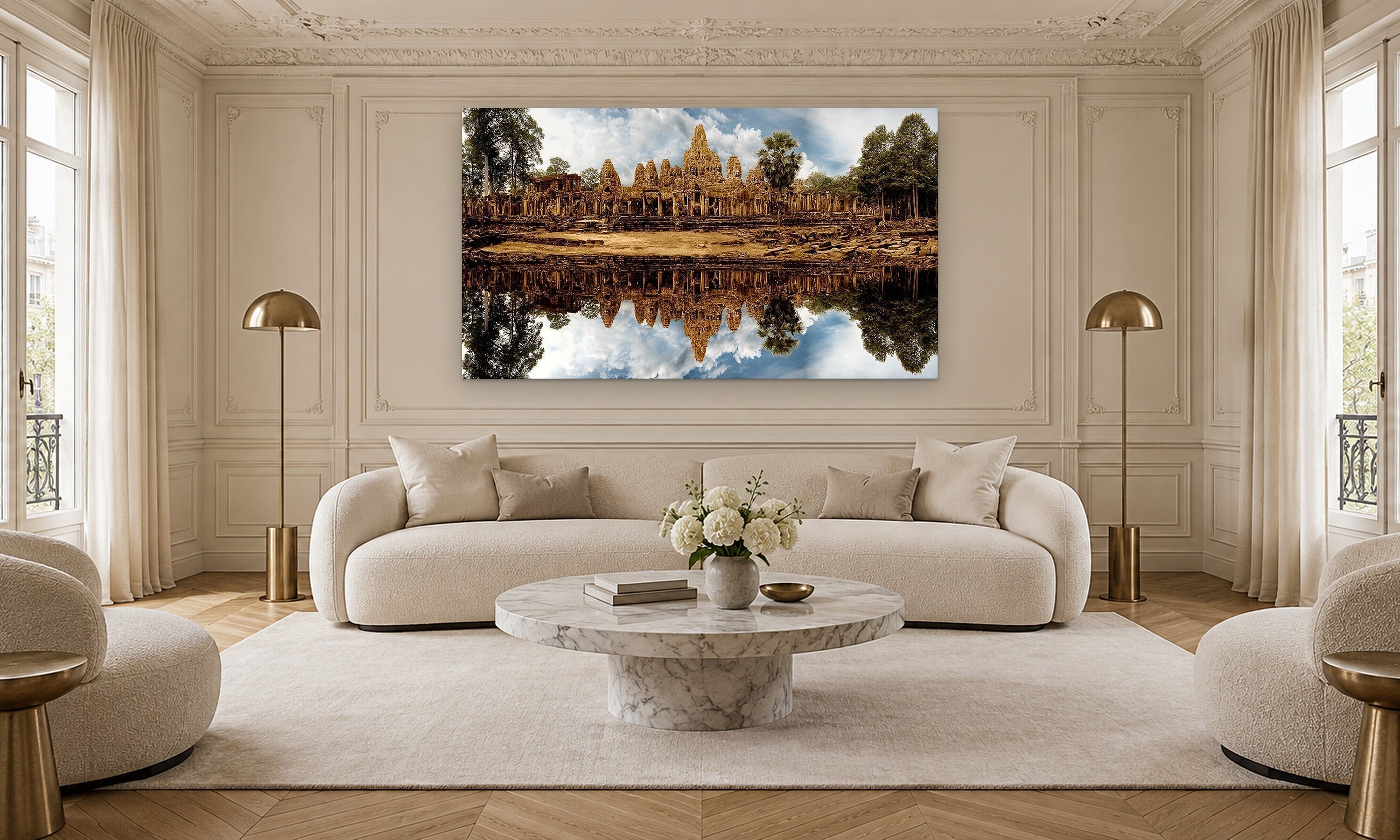 Angkor Wat by Aaron Chang, shown in a Parisian living room