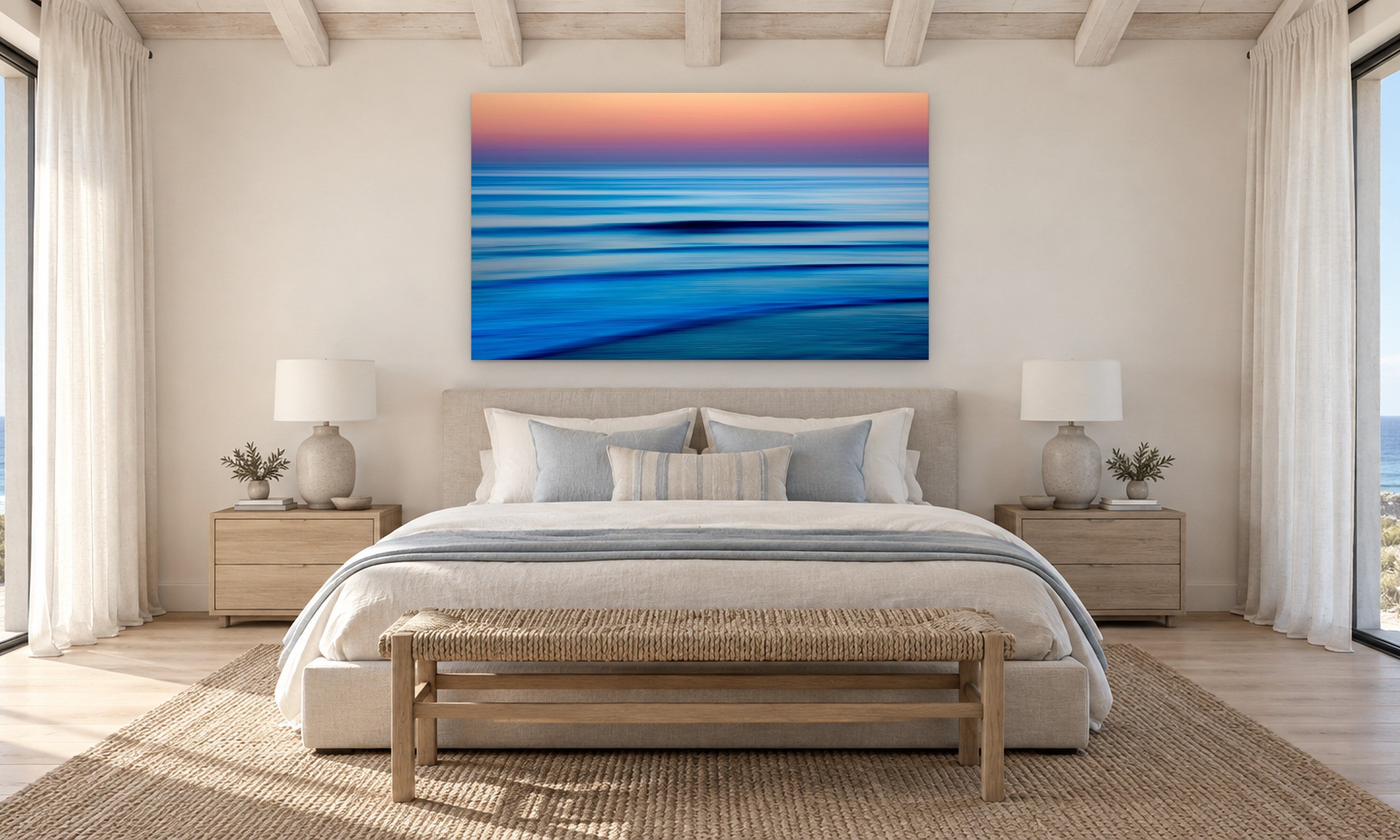 Arise by Aaron Chang, shown in a coastal bedroom