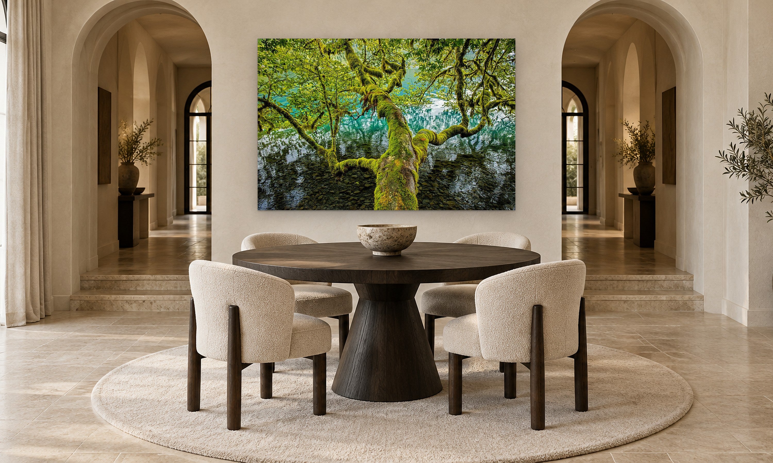 Balance by Aaron Chang, shown in an arched dining room