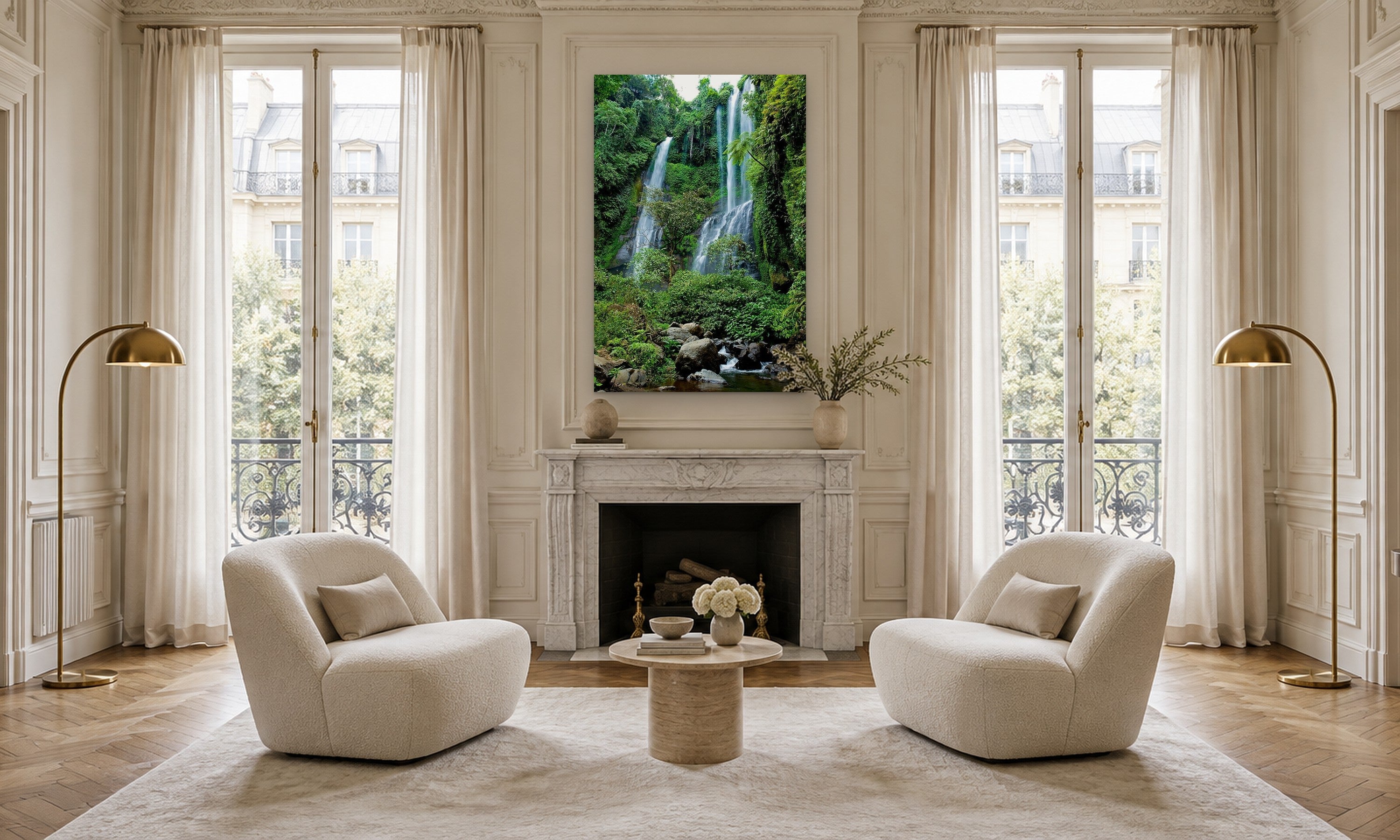 Bali Waterfall by Aaron Chang, shown in a Parisian salon