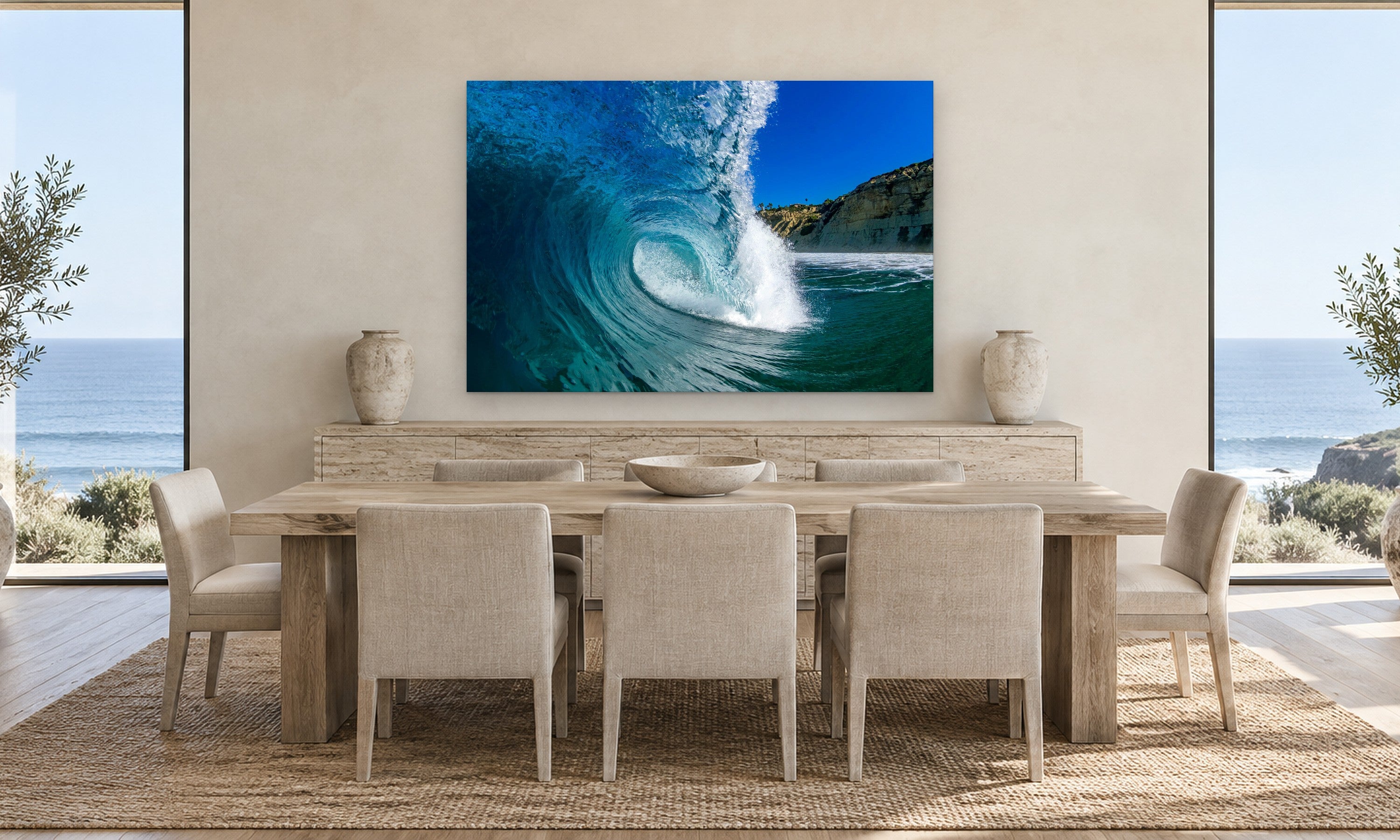 Blacks Beauty by Aaron Chang, shown in a coastal dining room