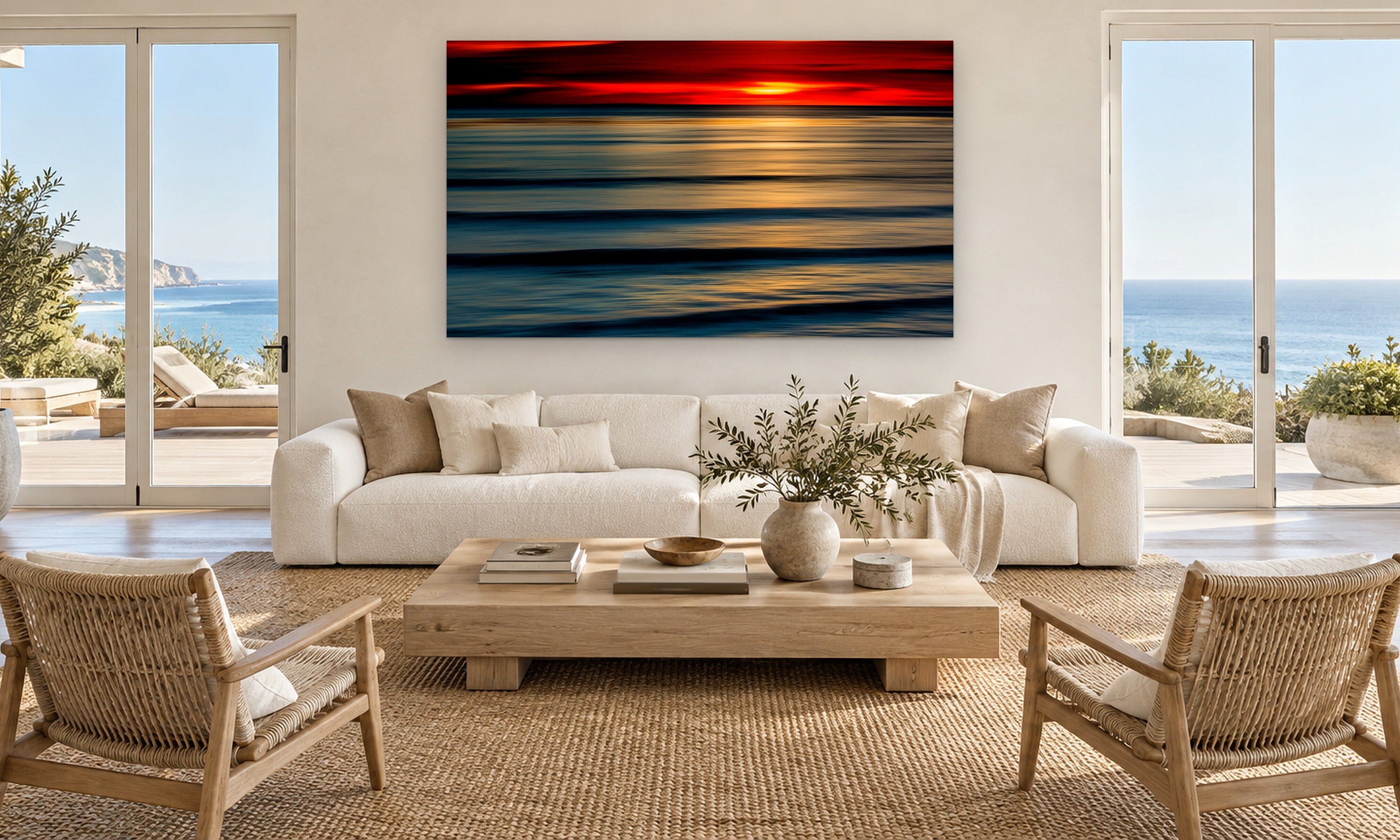 Black Pearls by Aaron Chang, shown in an ocean-view great room