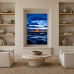 Blue Rhapsody by Aaron Chang, shown in a living room with a plaster niche