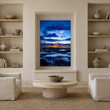 Blue Rhapsody by Aaron Chang, shown in a living room with a plaster niche