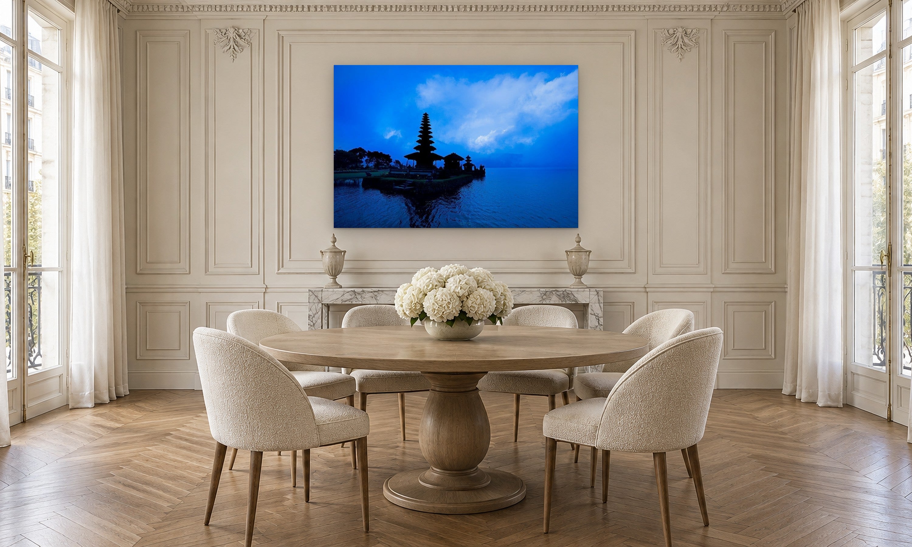 Bali Temple by Aaron Chang, shown in a Parisian dining room