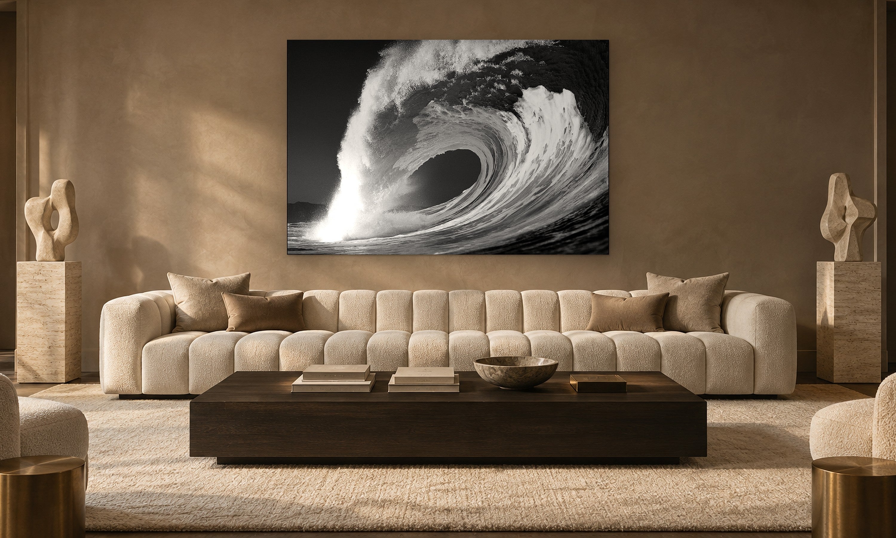 Bonzai Pipeline by Aaron Chang, shown in a modern lounge