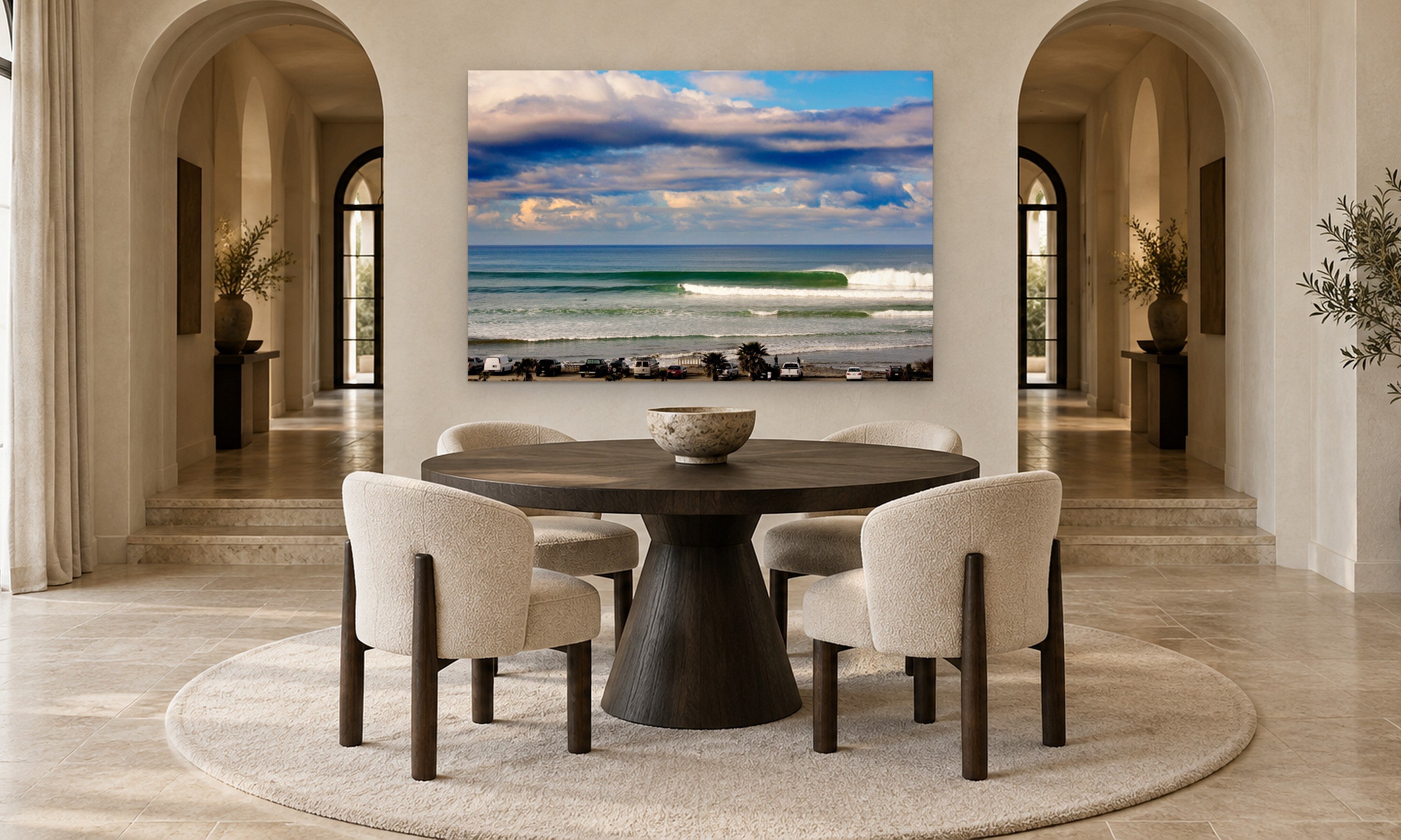 Cardiff Line-up by Aaron Chang, shown in an arched dining room