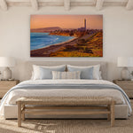 Carlsbad Coastline by Aaron Chang, shown in a coastal bedroom