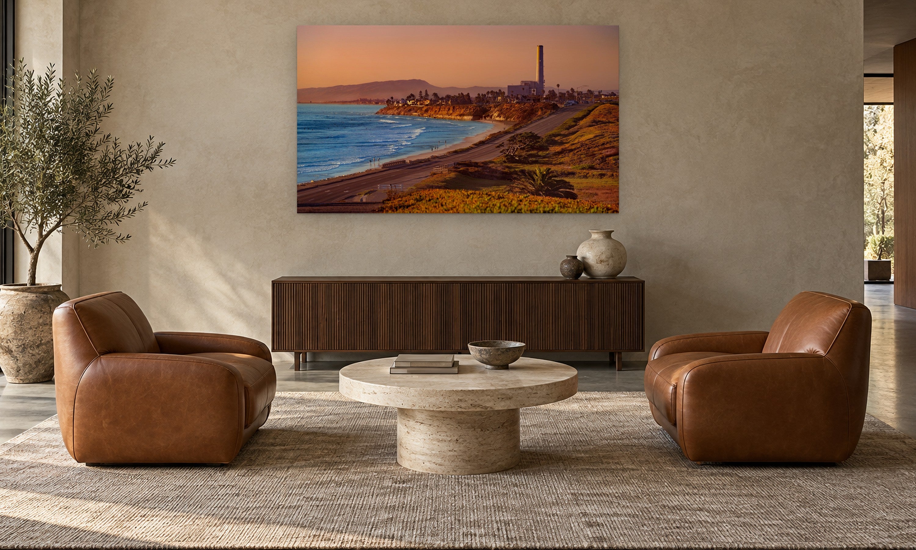 Carlsbad Coastline by Aaron Chang, shown in a collector’s lounge