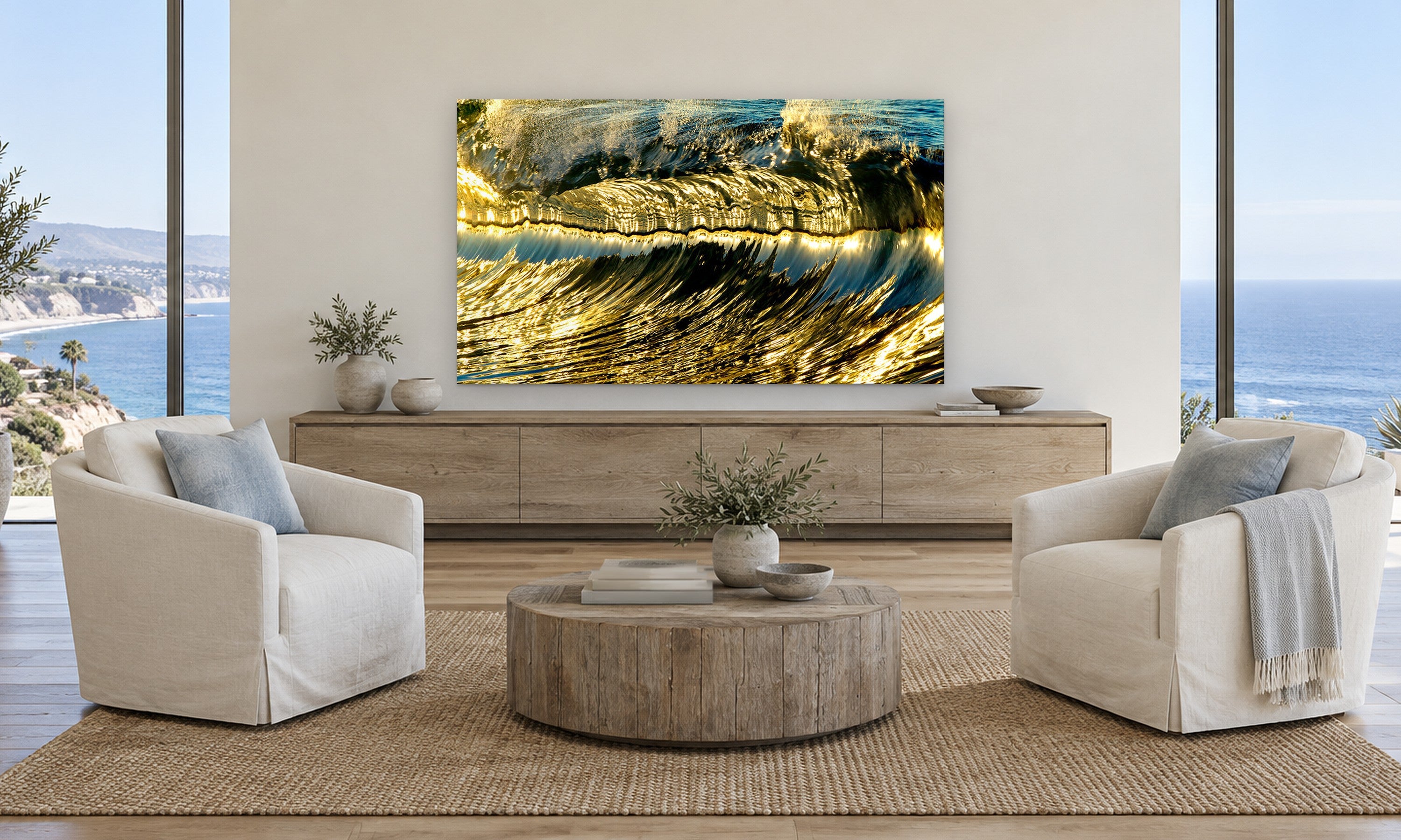 Champagne by Aaron Chang, shown in a coastal family room