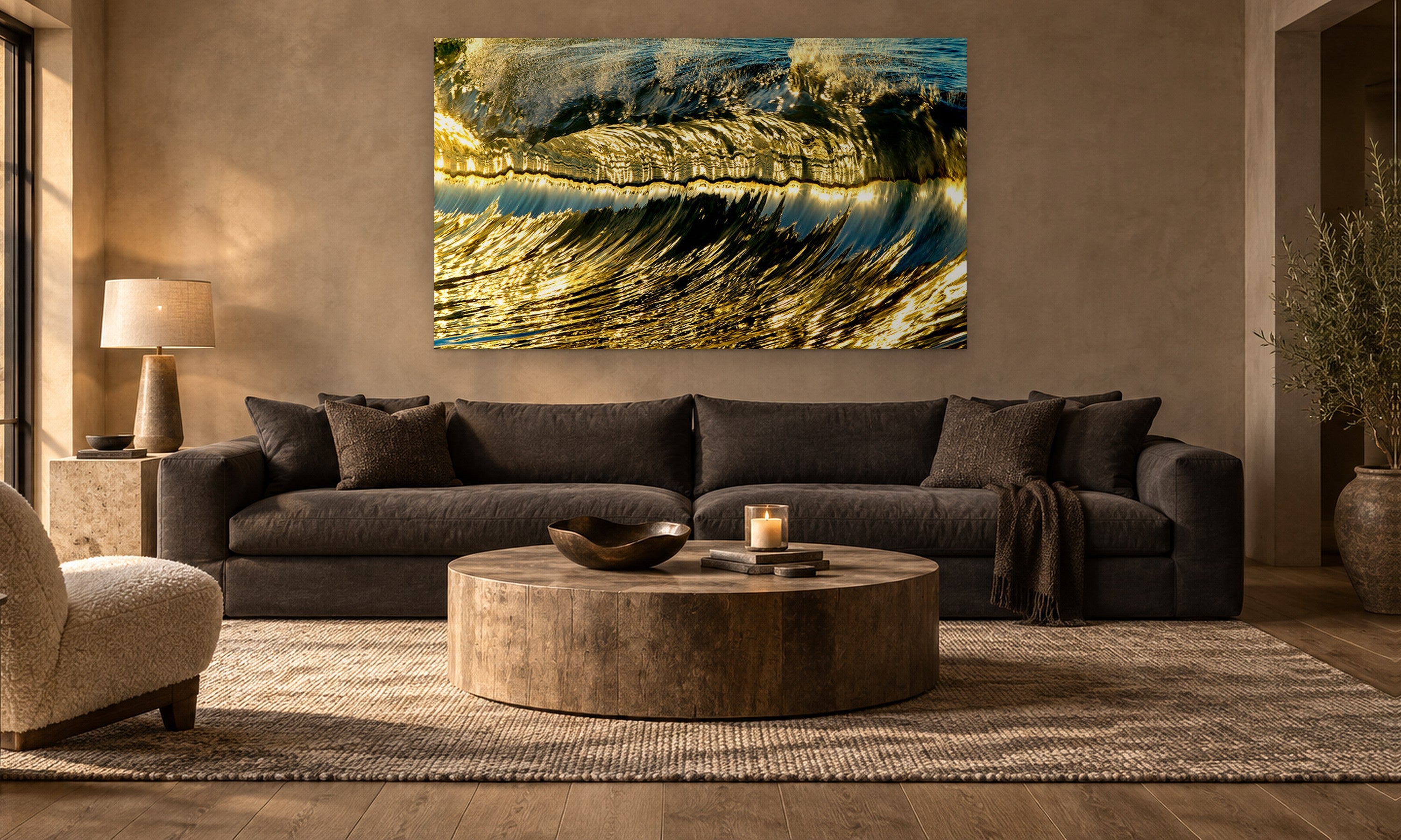 Champagne by Aaron Chang, shown in a warm modern living room