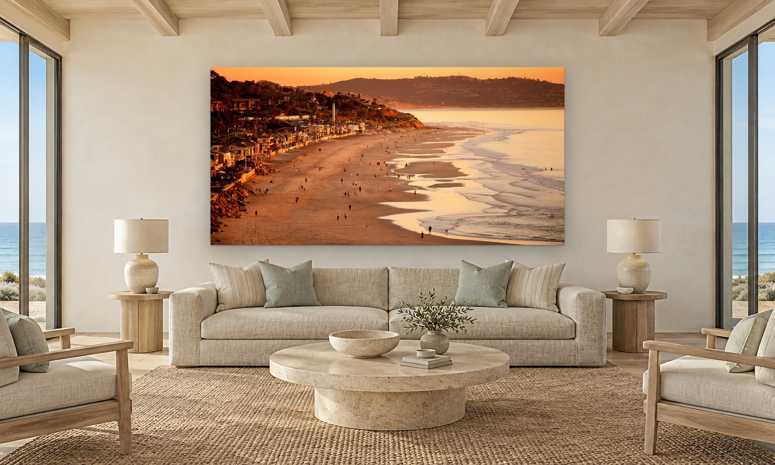 Del Mar Beach by Aaron Chang, shown in a coastal living room