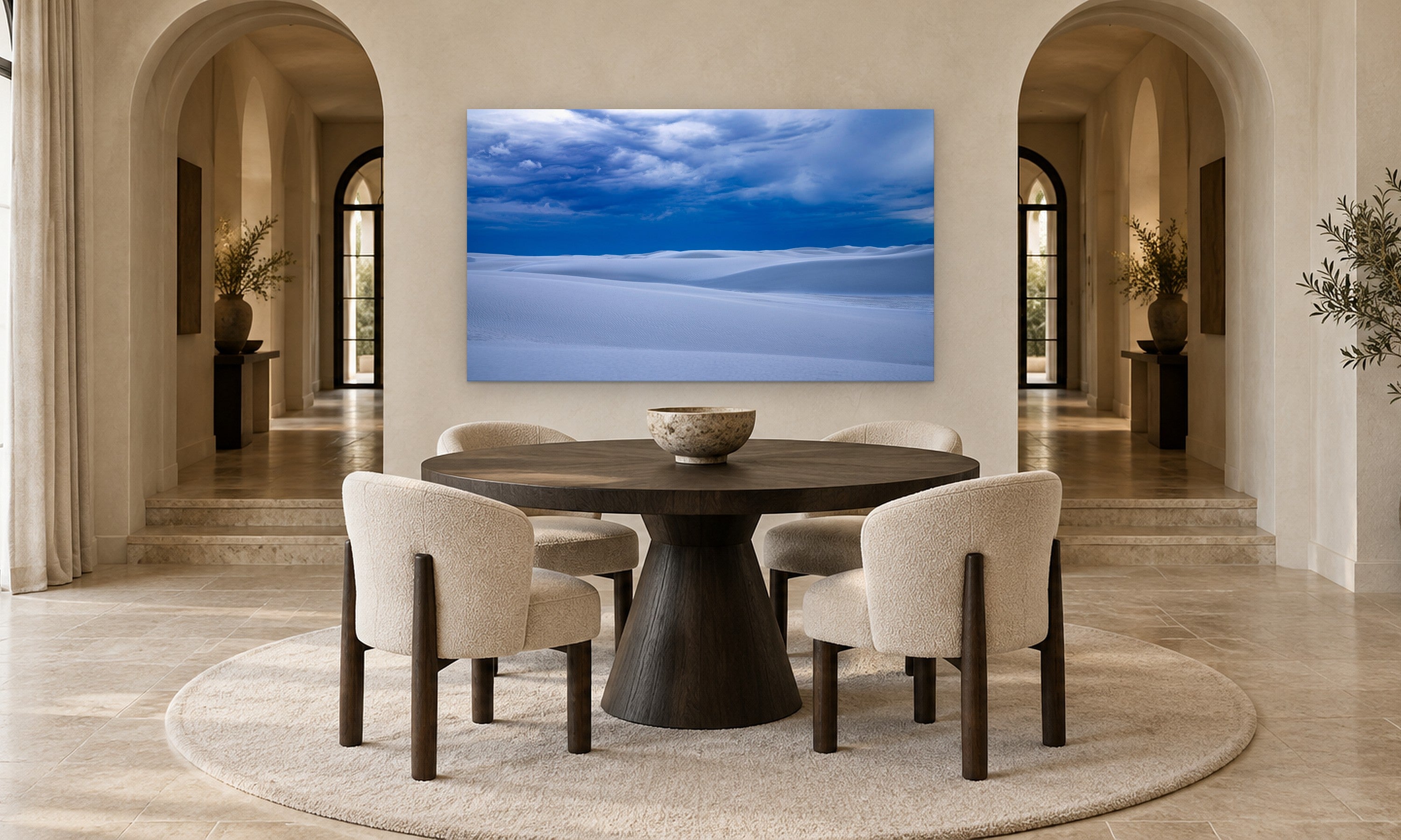 Dune Storm by Aaron Chang, shown in an arched dining room