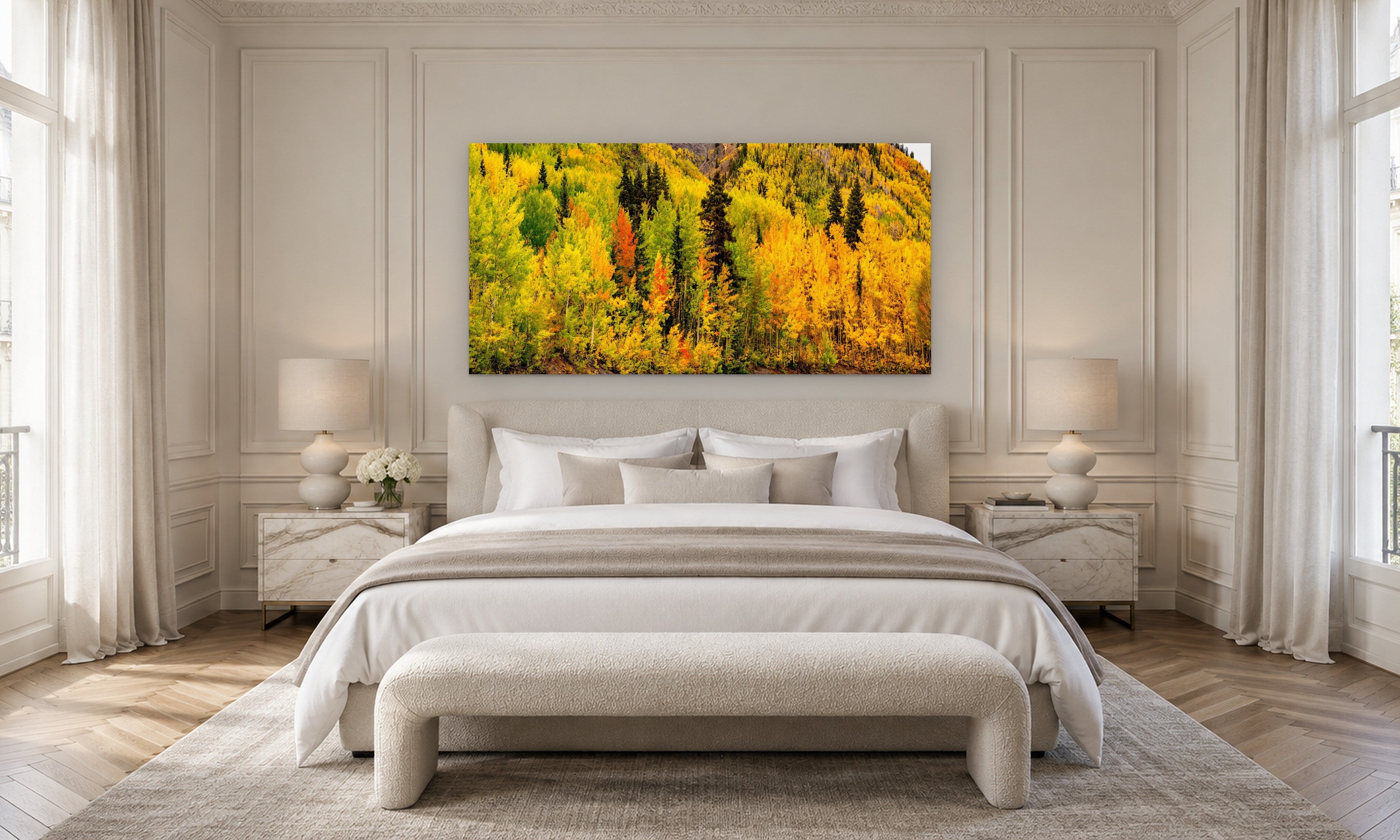 Embers by Aaron Chang, shown in a Parisian bedroom