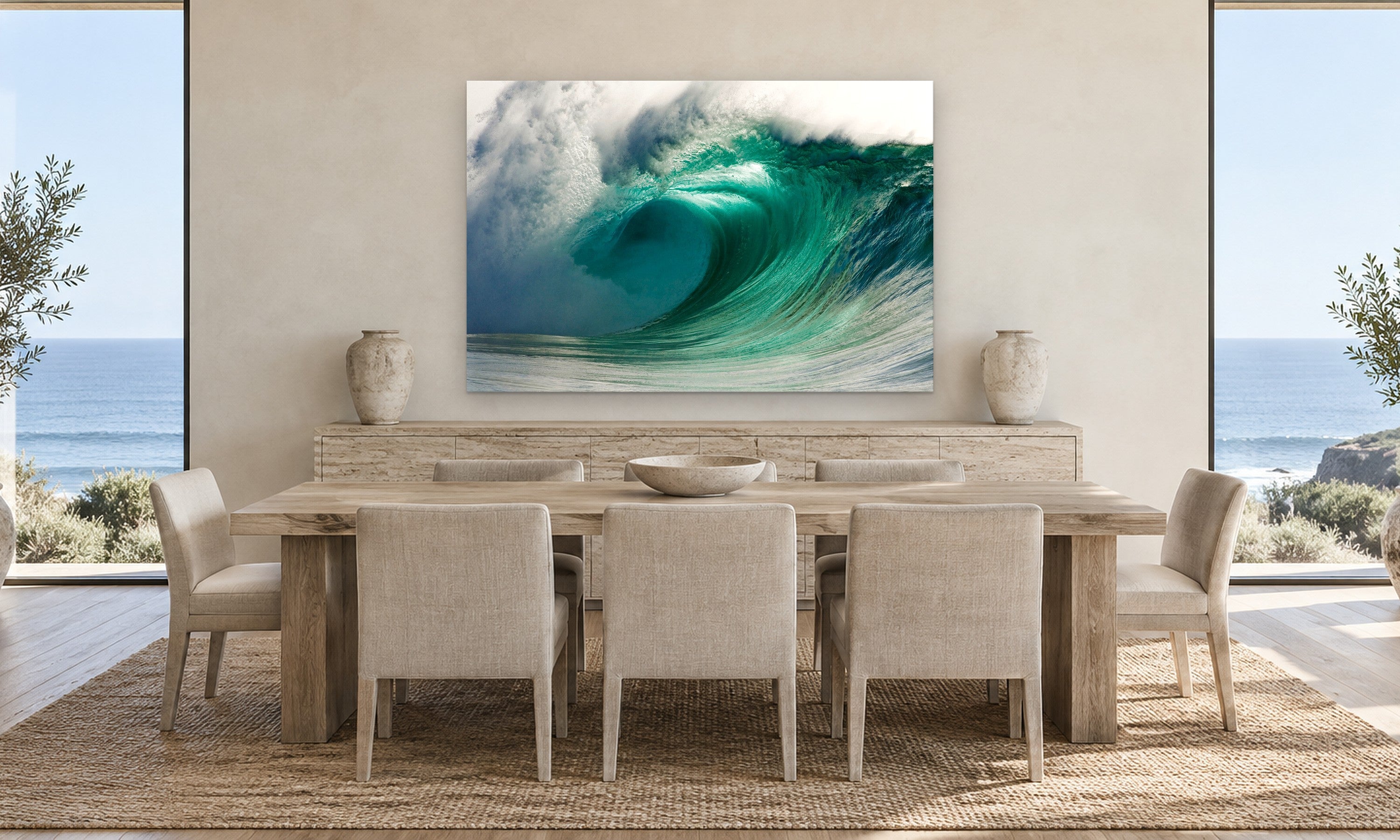 Emerald Waimea by Aaron Chang, shown in a coastal dining room