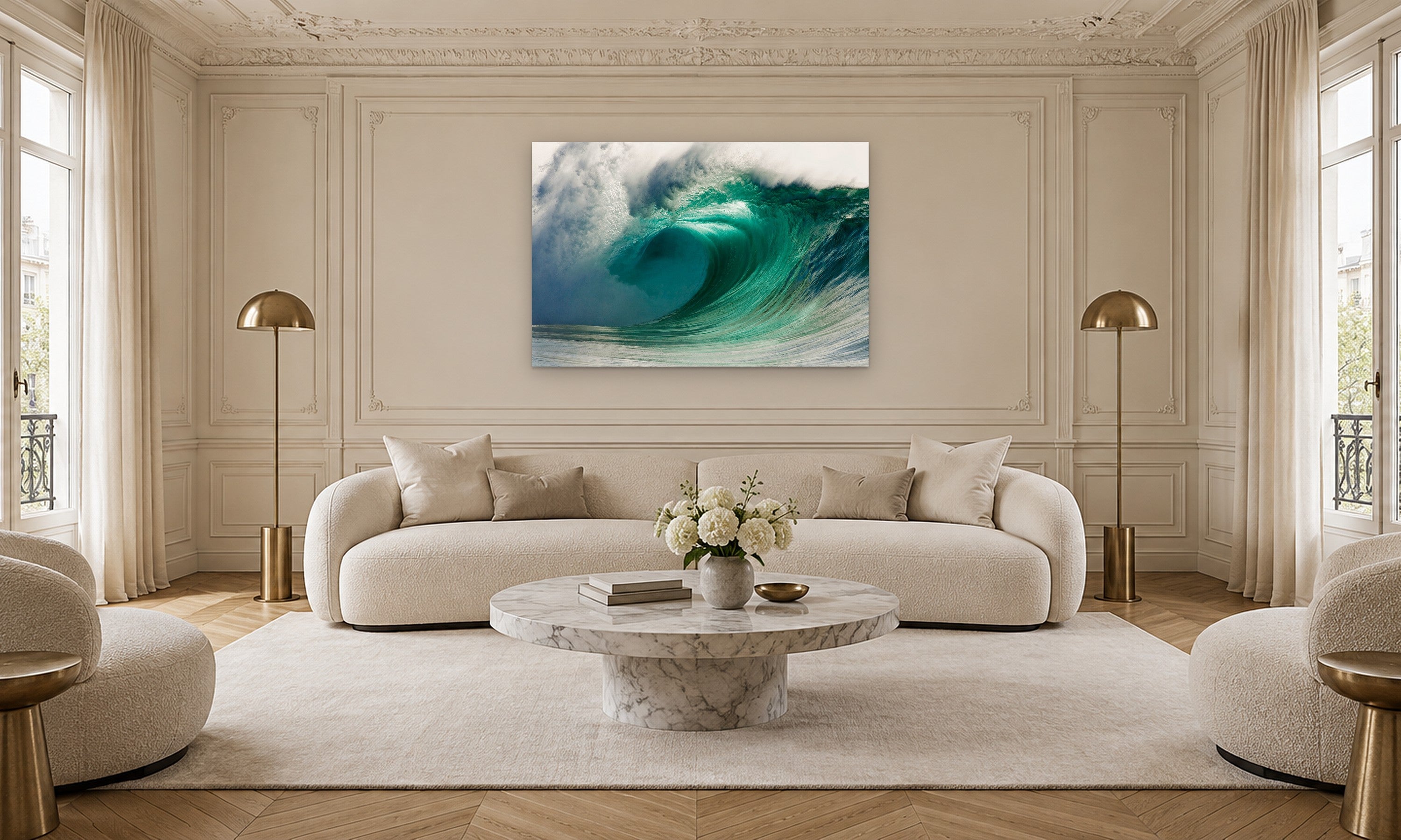 Emerald Waimea by Aaron Chang, shown in a Parisian living room
