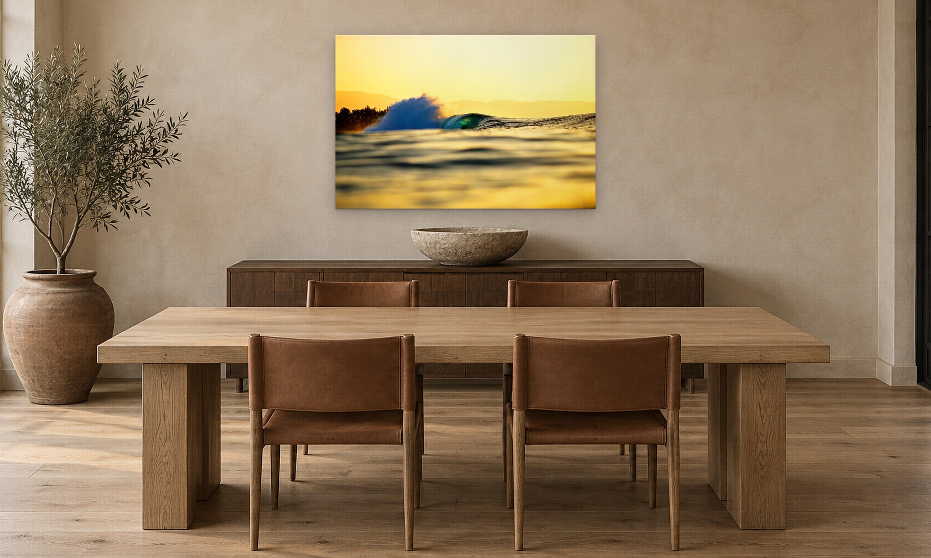Evening Eye by Aaron Chang, shown in a modern dining room