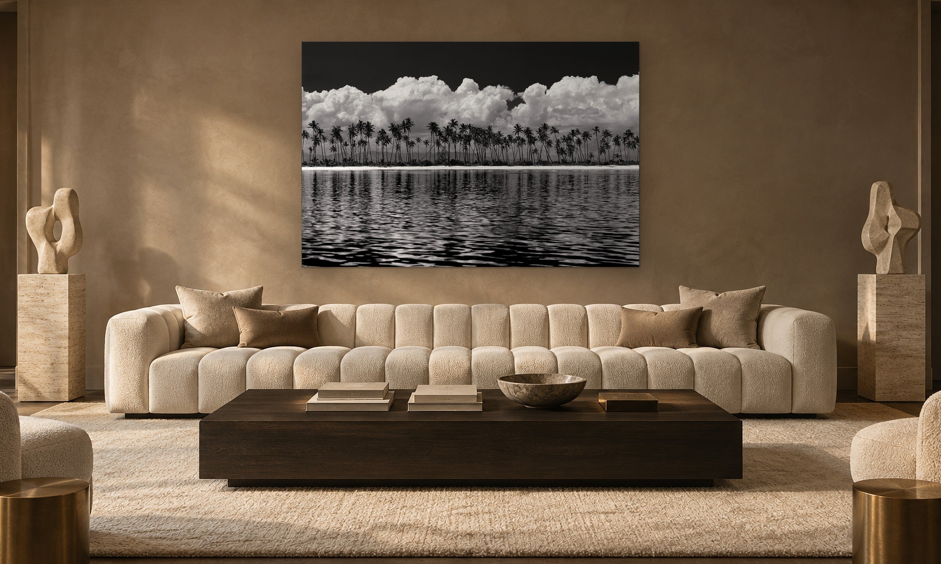 Fiji Palms by Aaron Chang, shown in a modern lounge