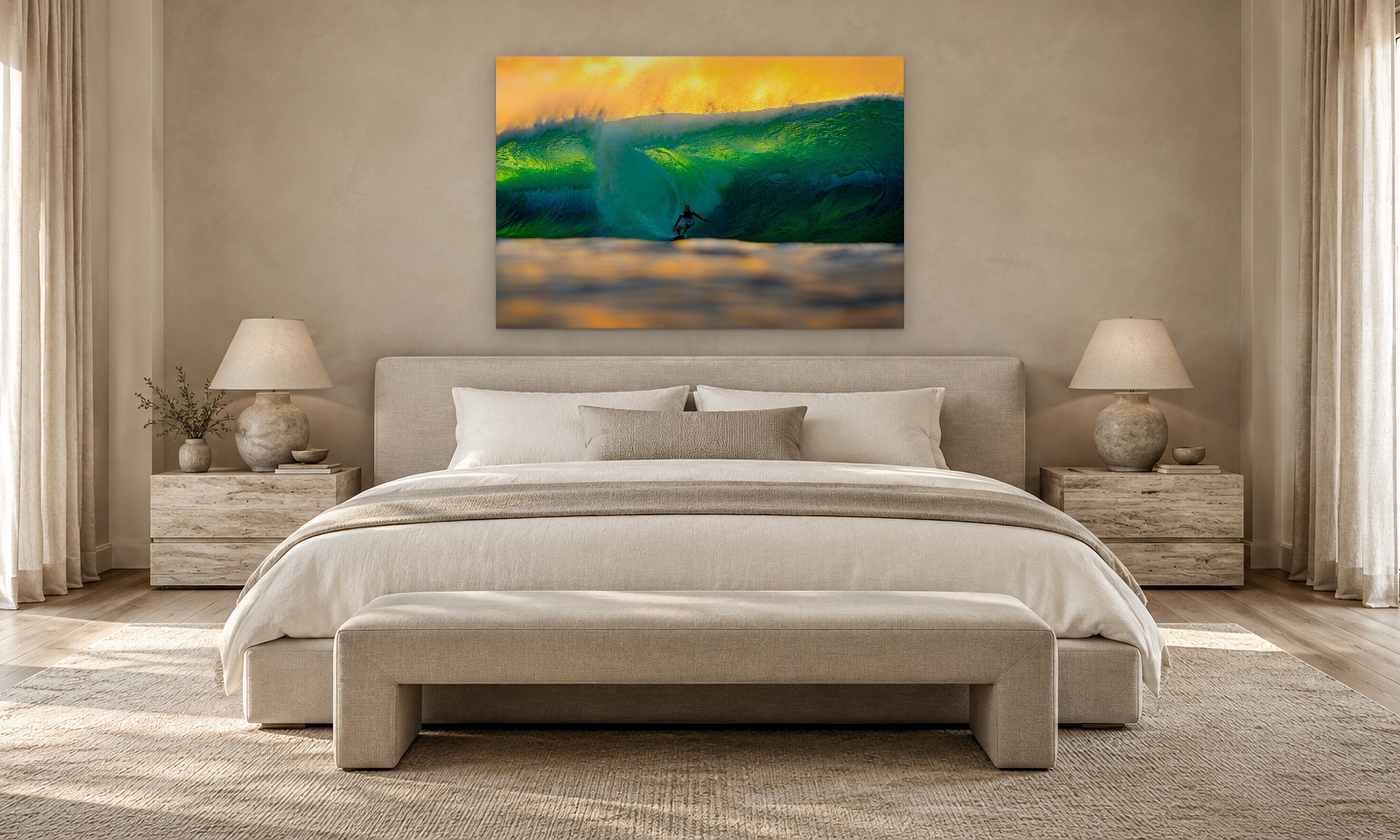 Kelly Slater by Aaron Chang, shown in a serene bedroom