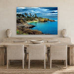 La Jolla Cove by Aaron Chang, shown in a coastal dining room
