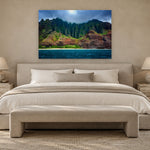 NaPali Detail by Aaron Chang, shown in a serene bedroom