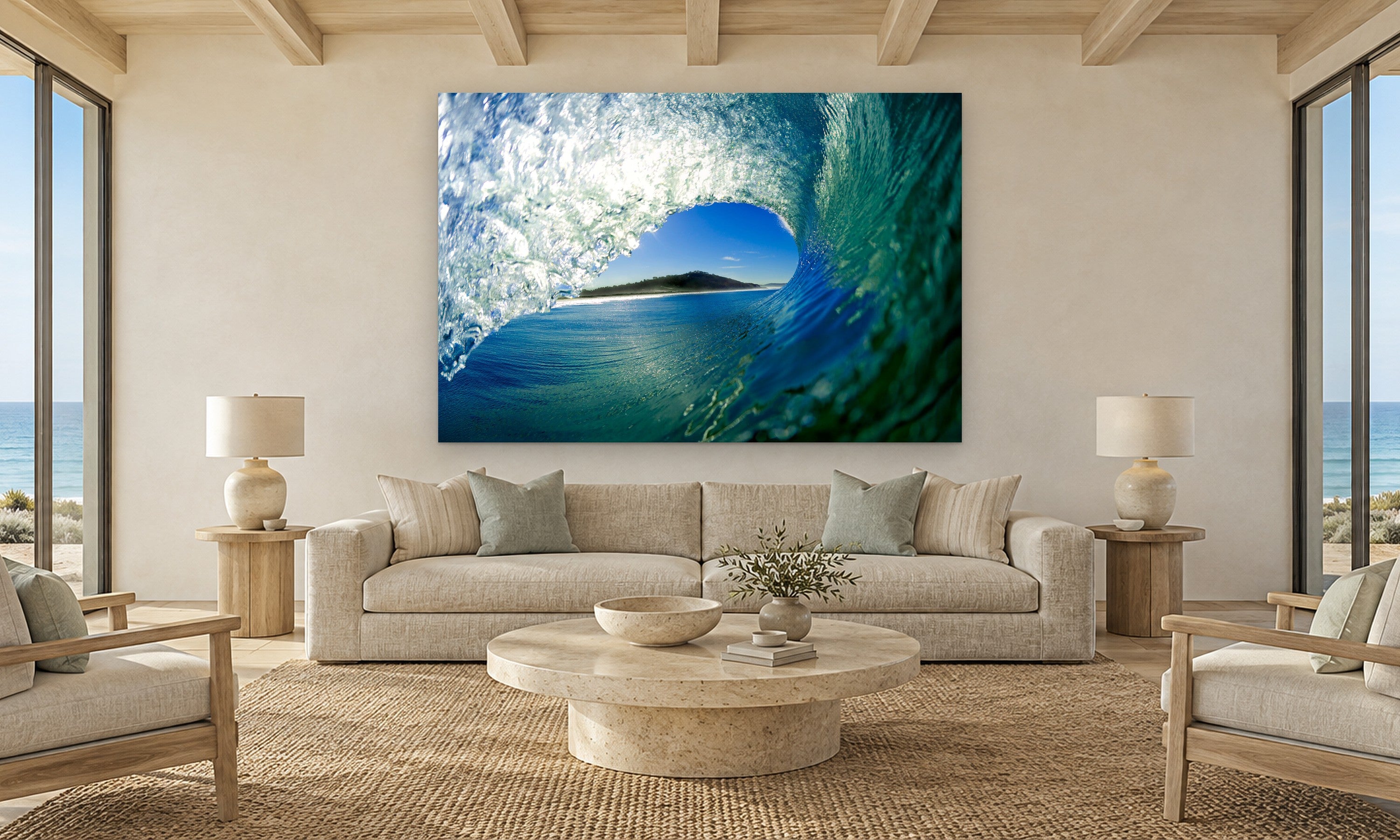 Perfect View by Aaron Chang, shown in a coastal living room