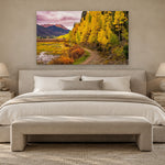 Red Mountain Gold by Aaron Chang, shown in a serene bedroom