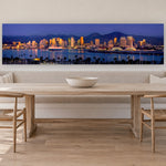 San Diego Dusk Skyline by Aaron Chang, shown in a coastal breakfast room