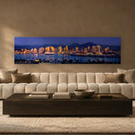 San Diego Dusk Skyline by Aaron Chang, shown in a modern lounge