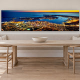 San Diego Twilight Pano by Aaron Chang, shown in a coastal breakfast room