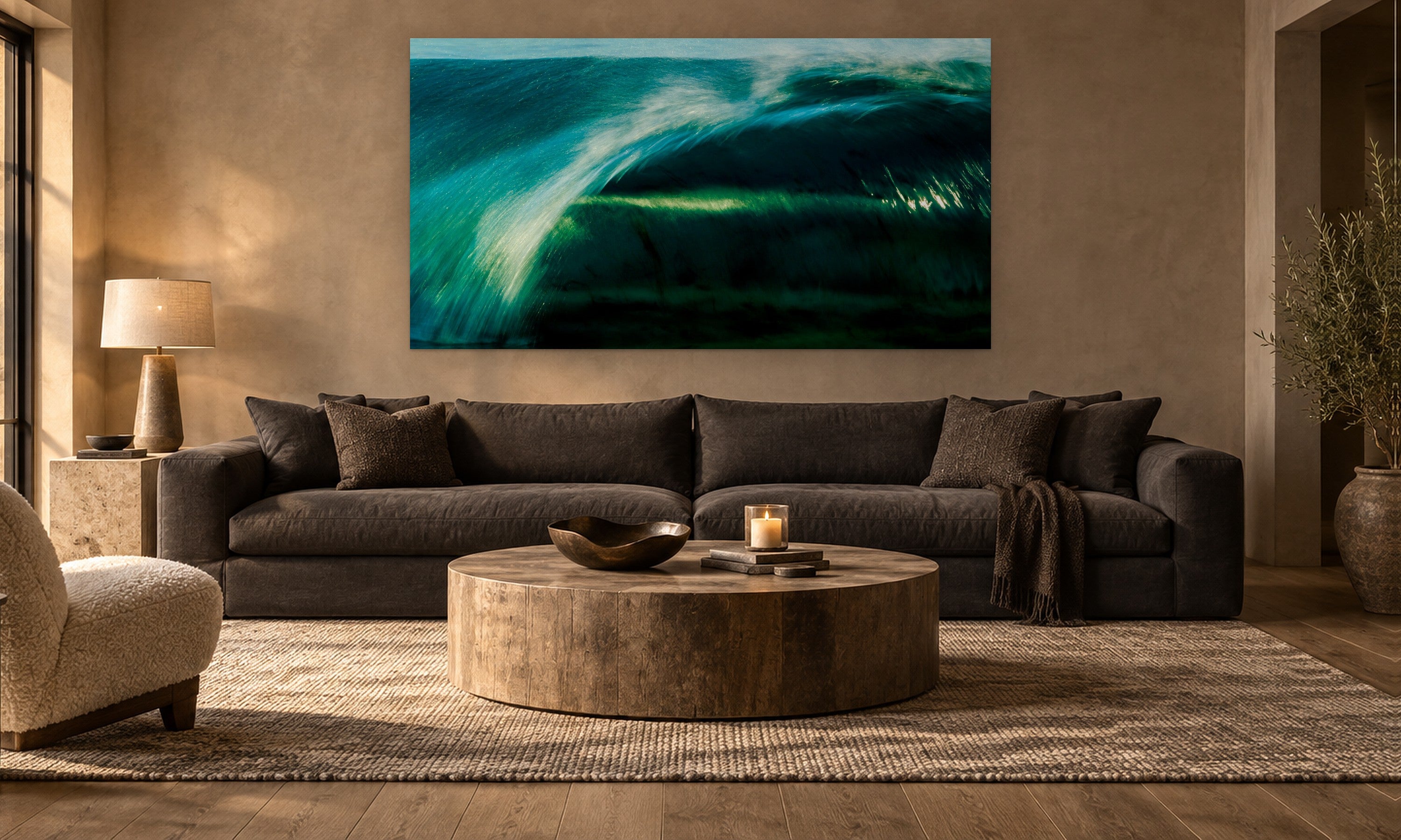 Sapphire by Aaron Chang, shown in a warm modern living room