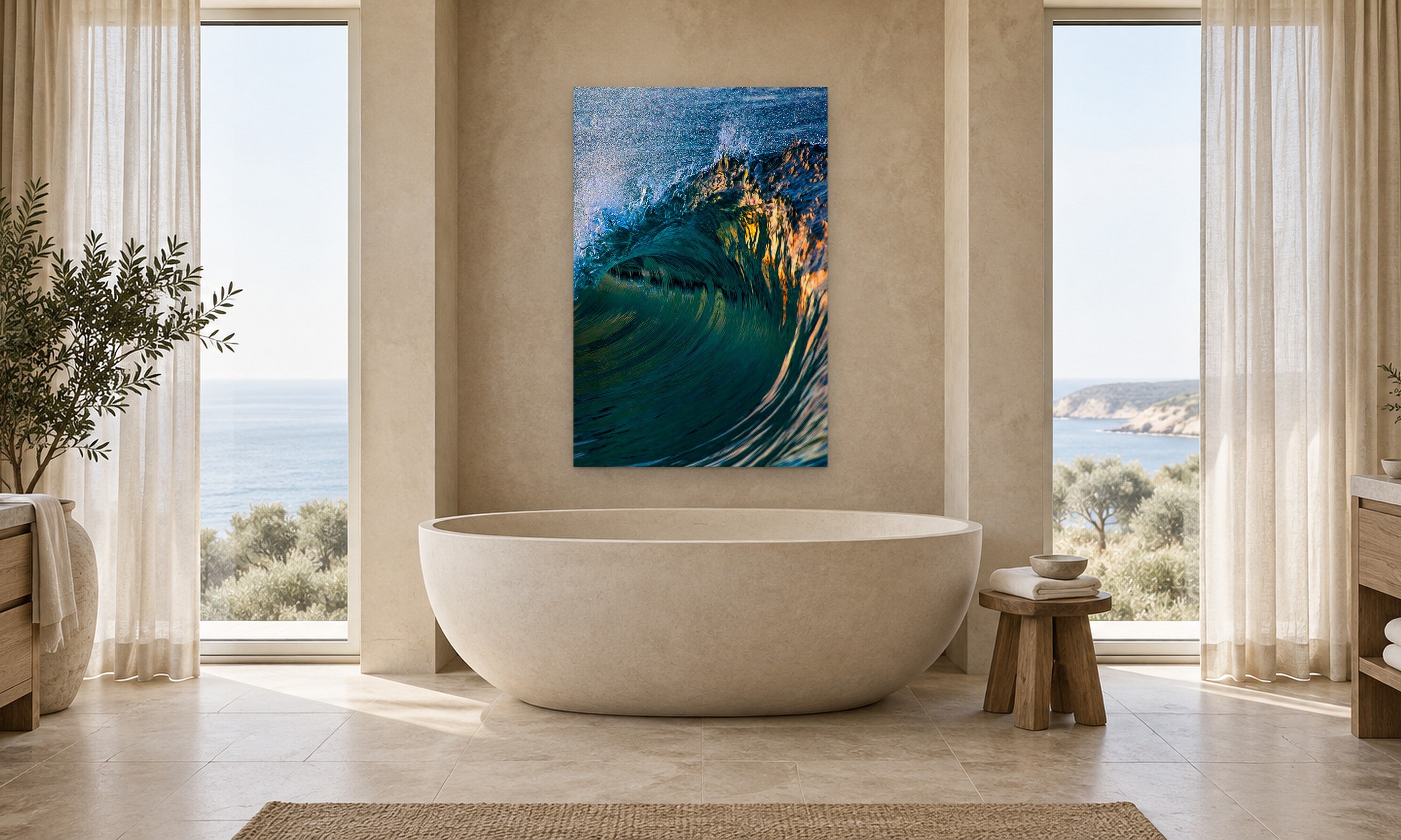 Sea Glass by Aaron Chang, shown in a spa bathroom