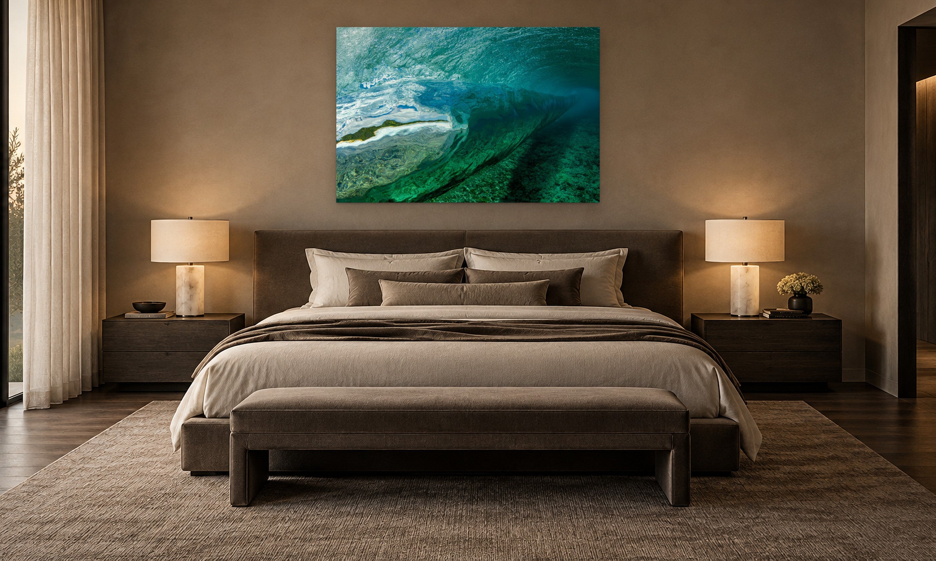 Secret Reef by Aaron Chang, shown in an elegant bedroom