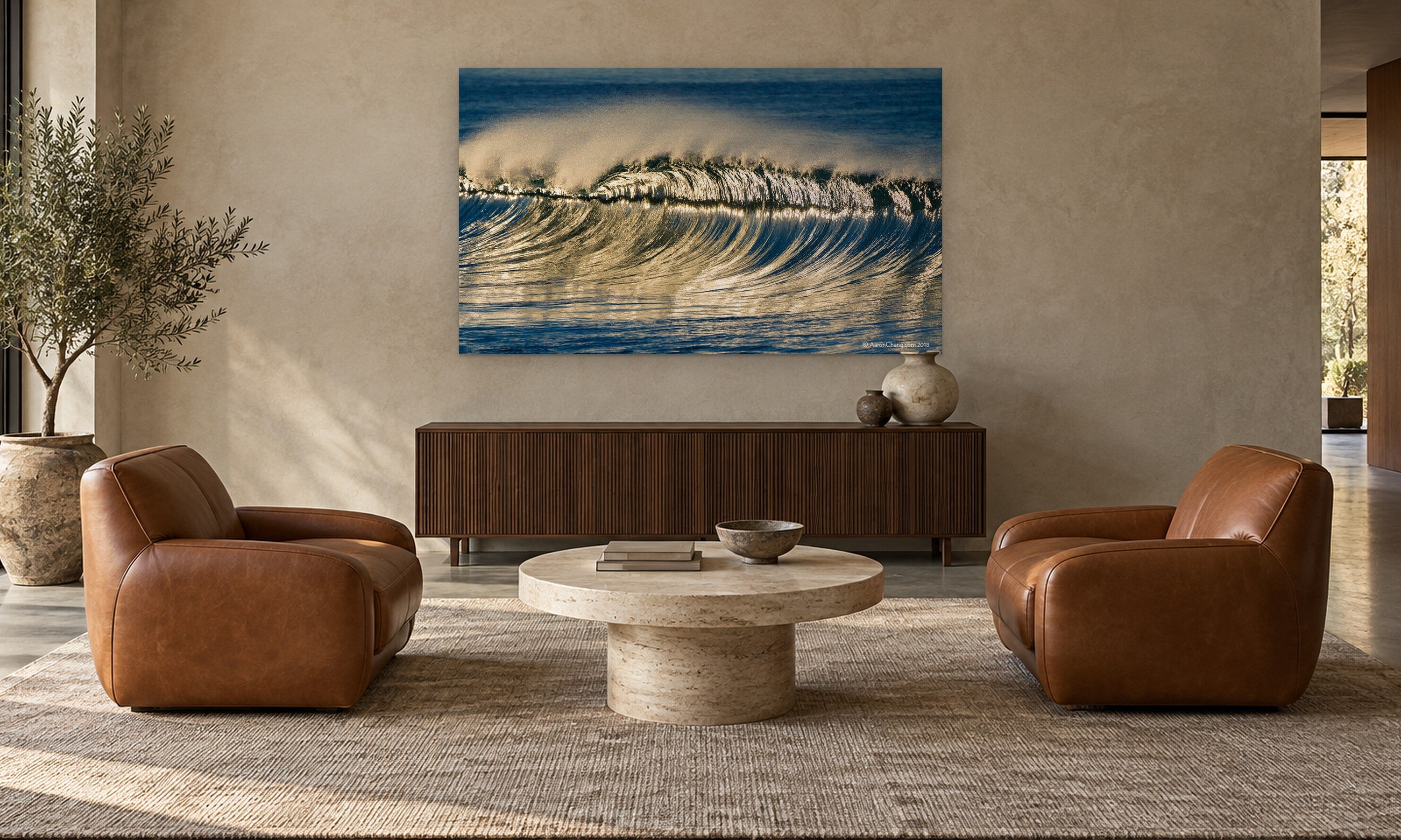 Silver Sunrise by Aaron Chang, shown in a collector’s lounge