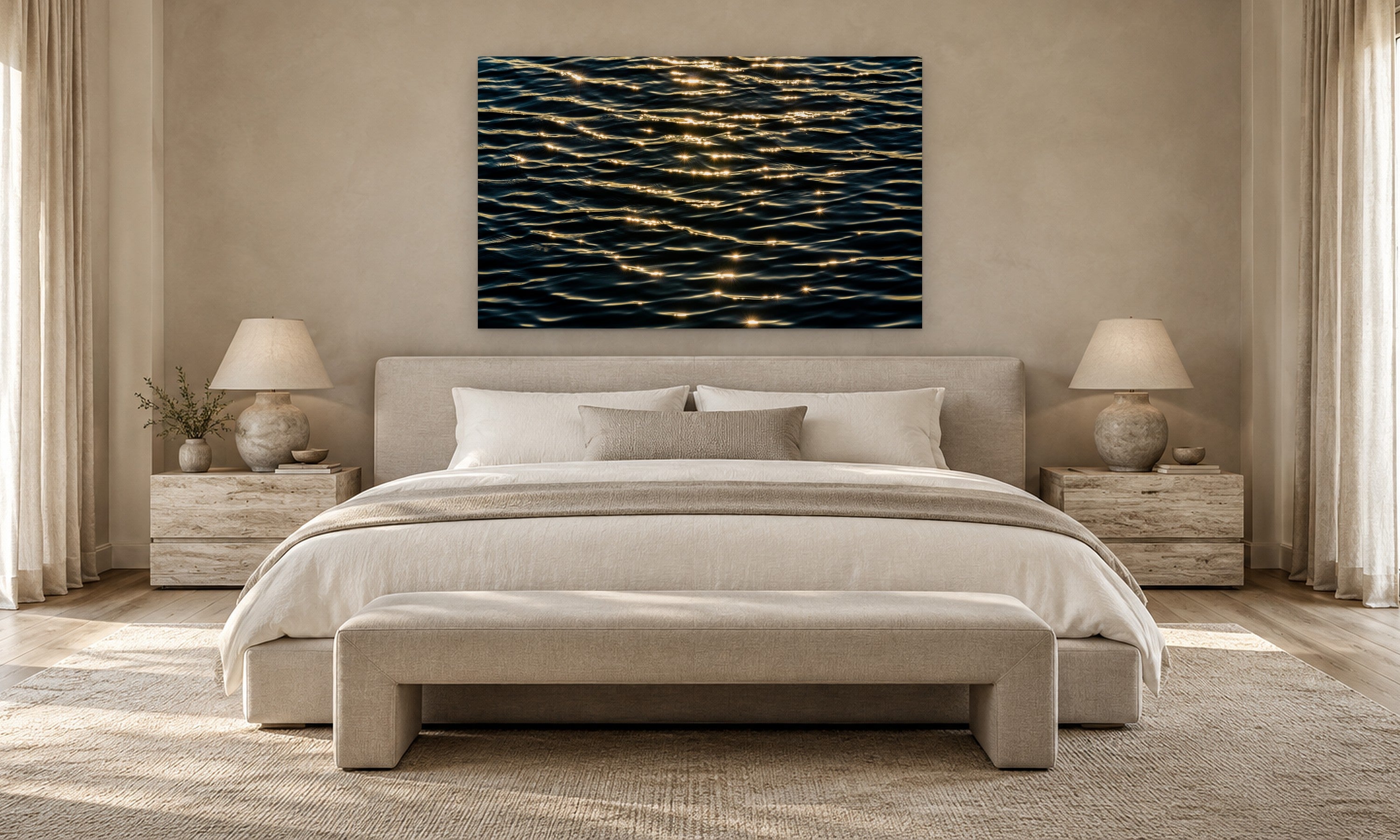 Sparkles by Aaron Chang, shown in a serene bedroom