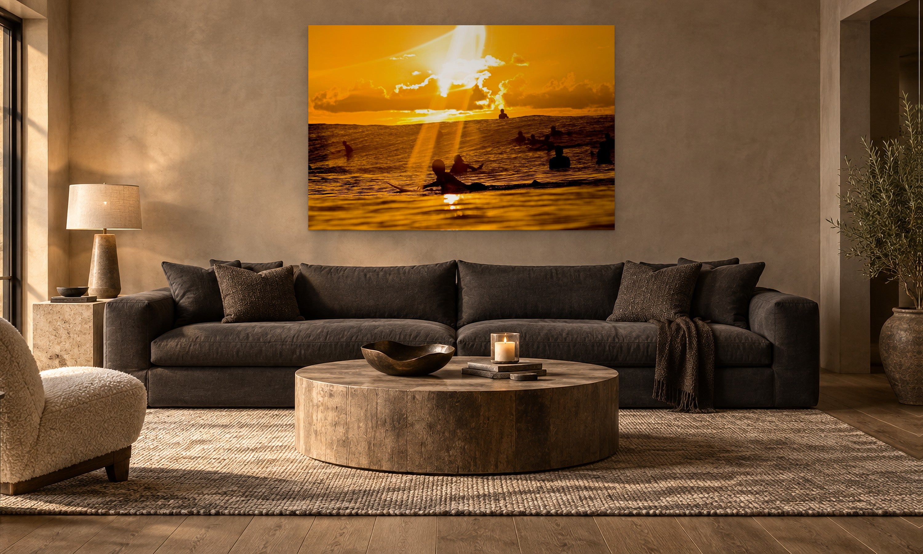 Sun Rays by Aaron Chang, shown in a warm modern living room