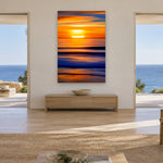 Sun Dance Vertical by Aaron Chang, shown in a living room with ocean doorways