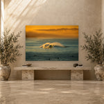 Surfing in Heaven by Aaron Chang, shown in a grand entry hall