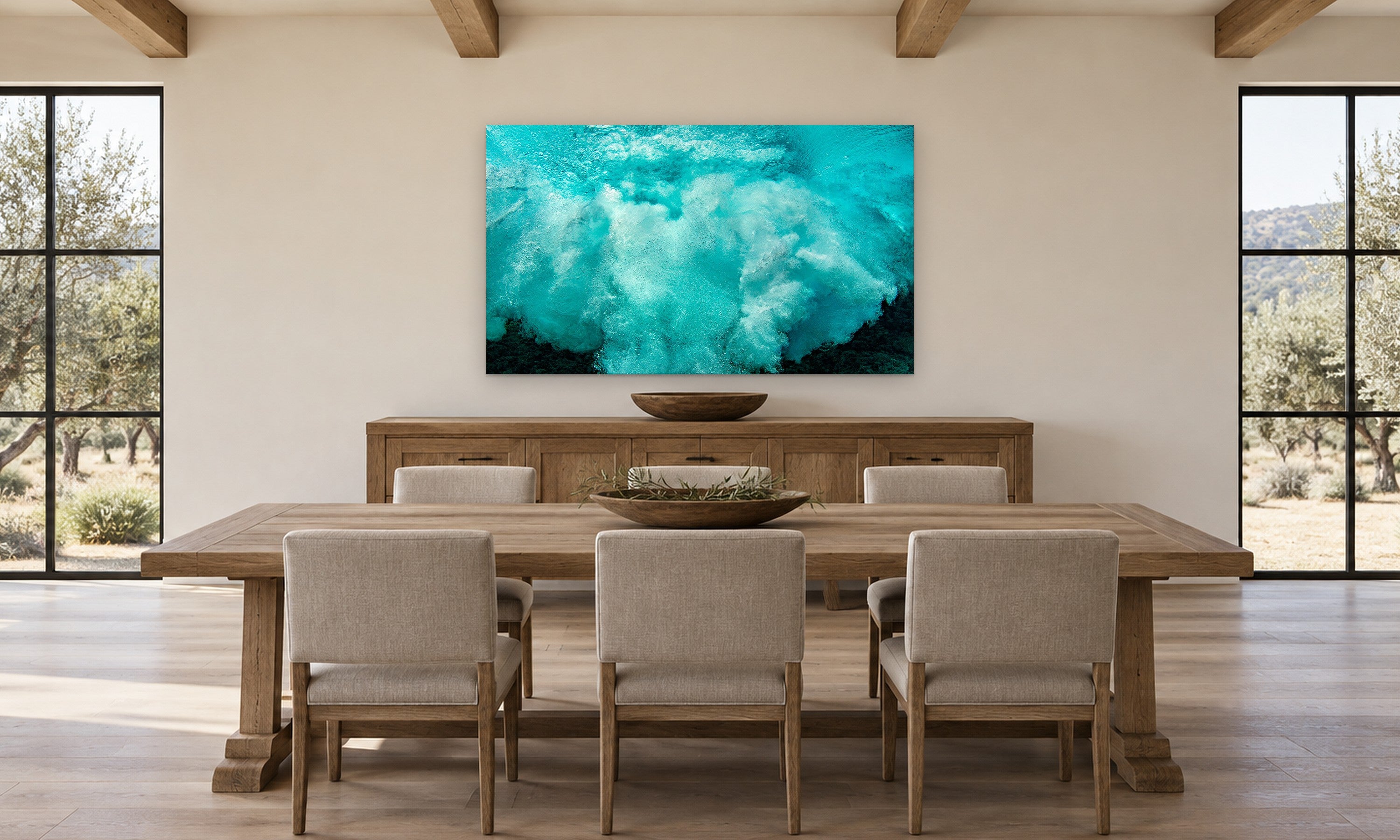 The Force by Aaron Chang, shown in a farmhouse dining room
