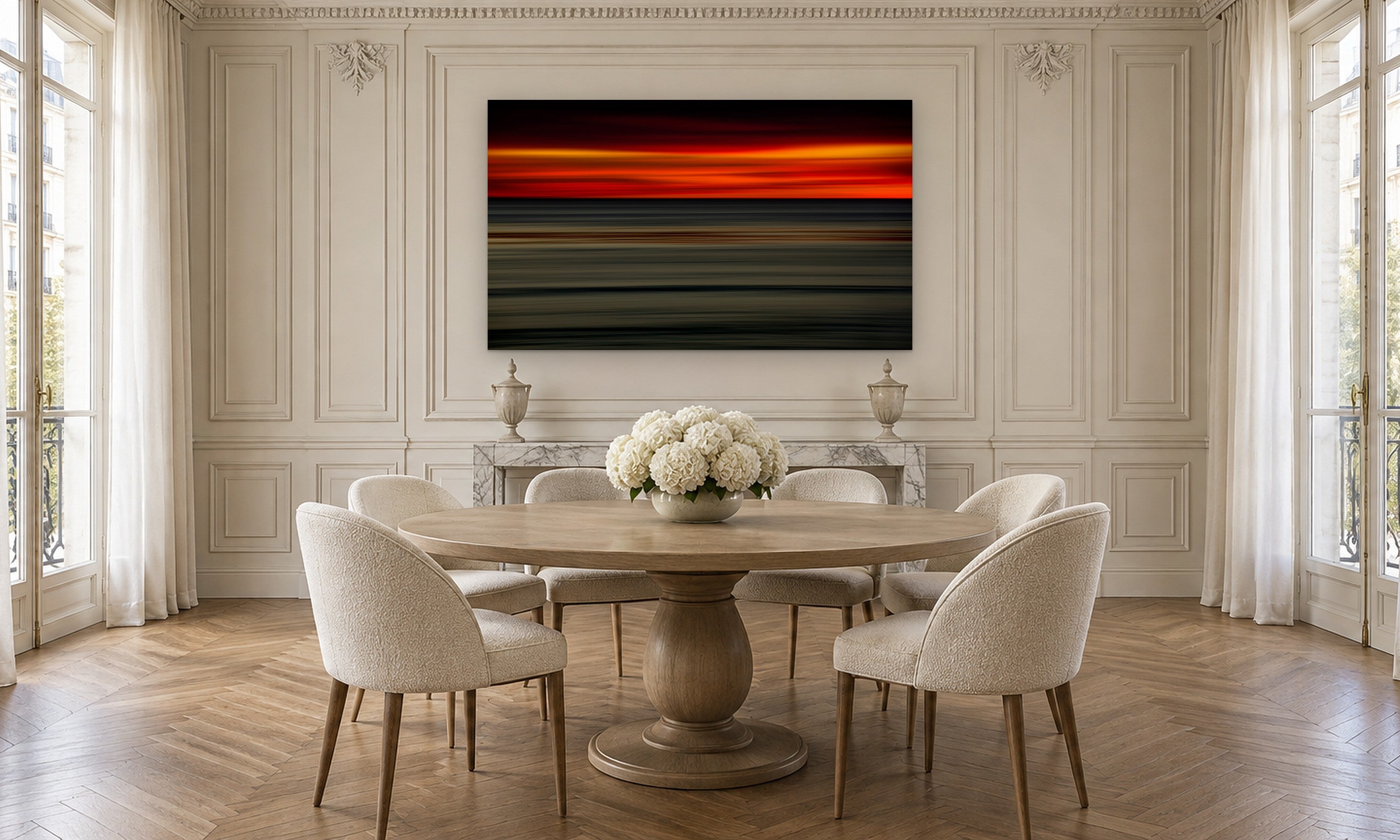 Titanium by Aaron Chang, shown in a Parisian dining room