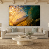 Torrey Pines Sunrise by Aaron Chang, shown in a coastal living room