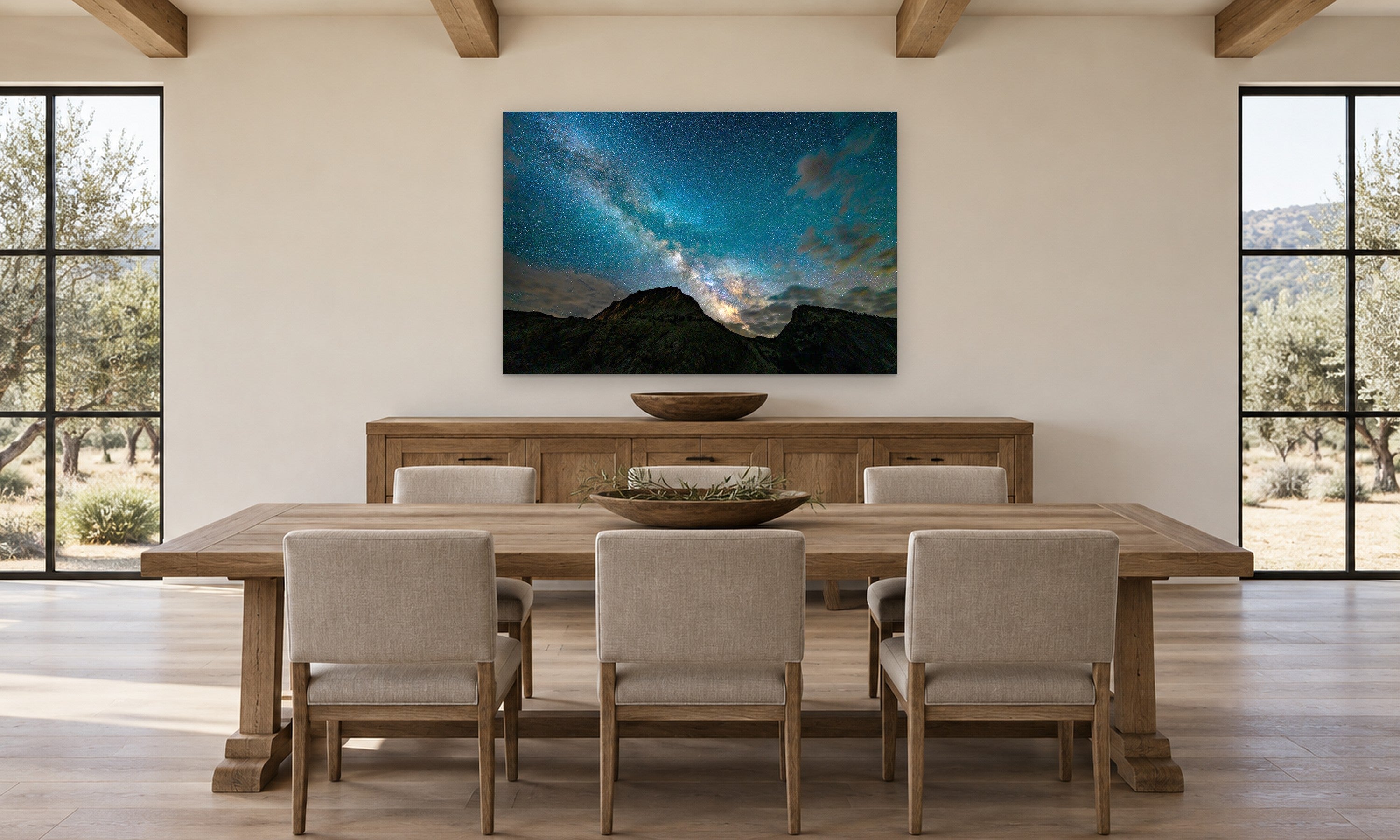 Touched by Aaron Chang, shown in a farmhouse dining room