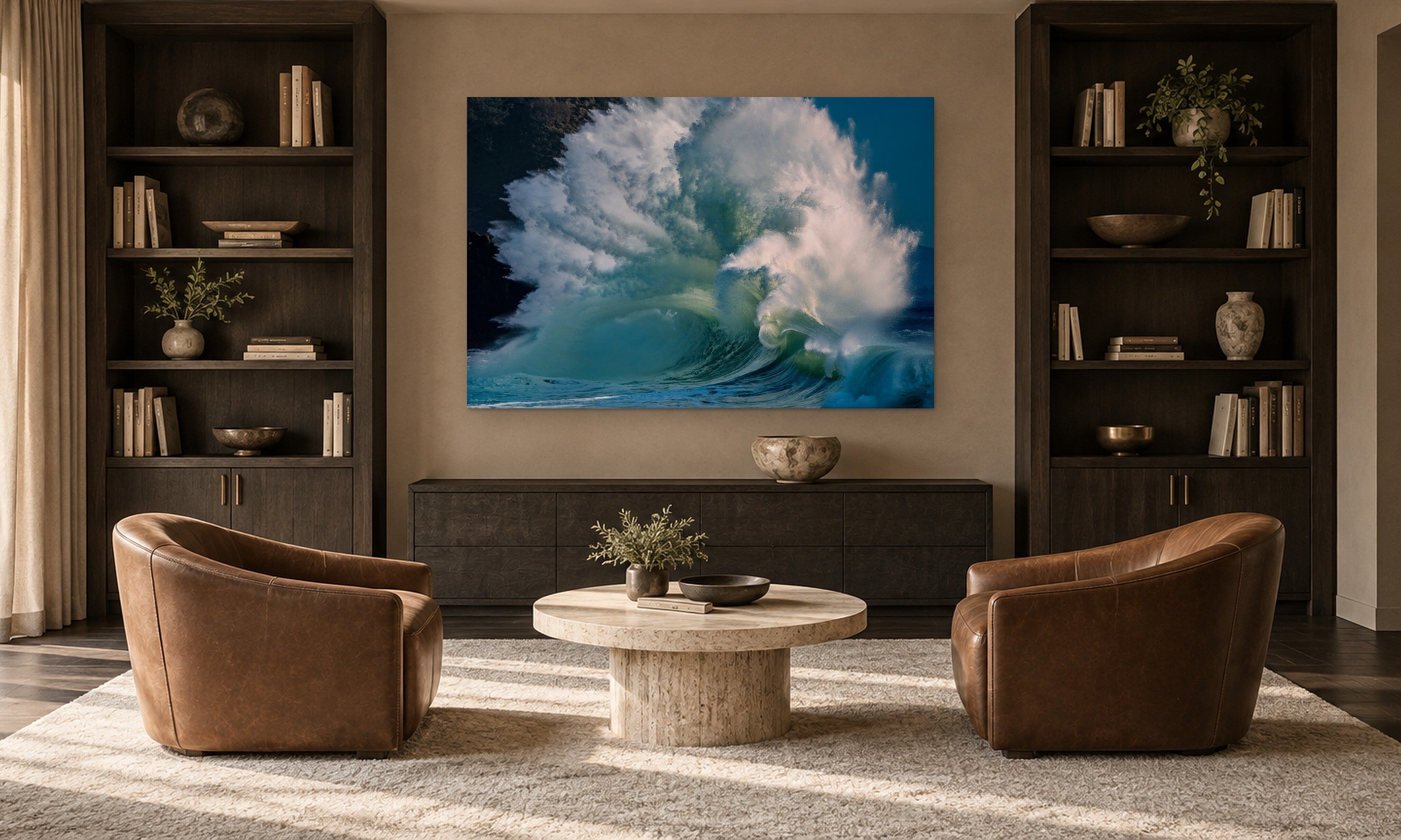 Triumph by Aaron Chang, shown in a library
