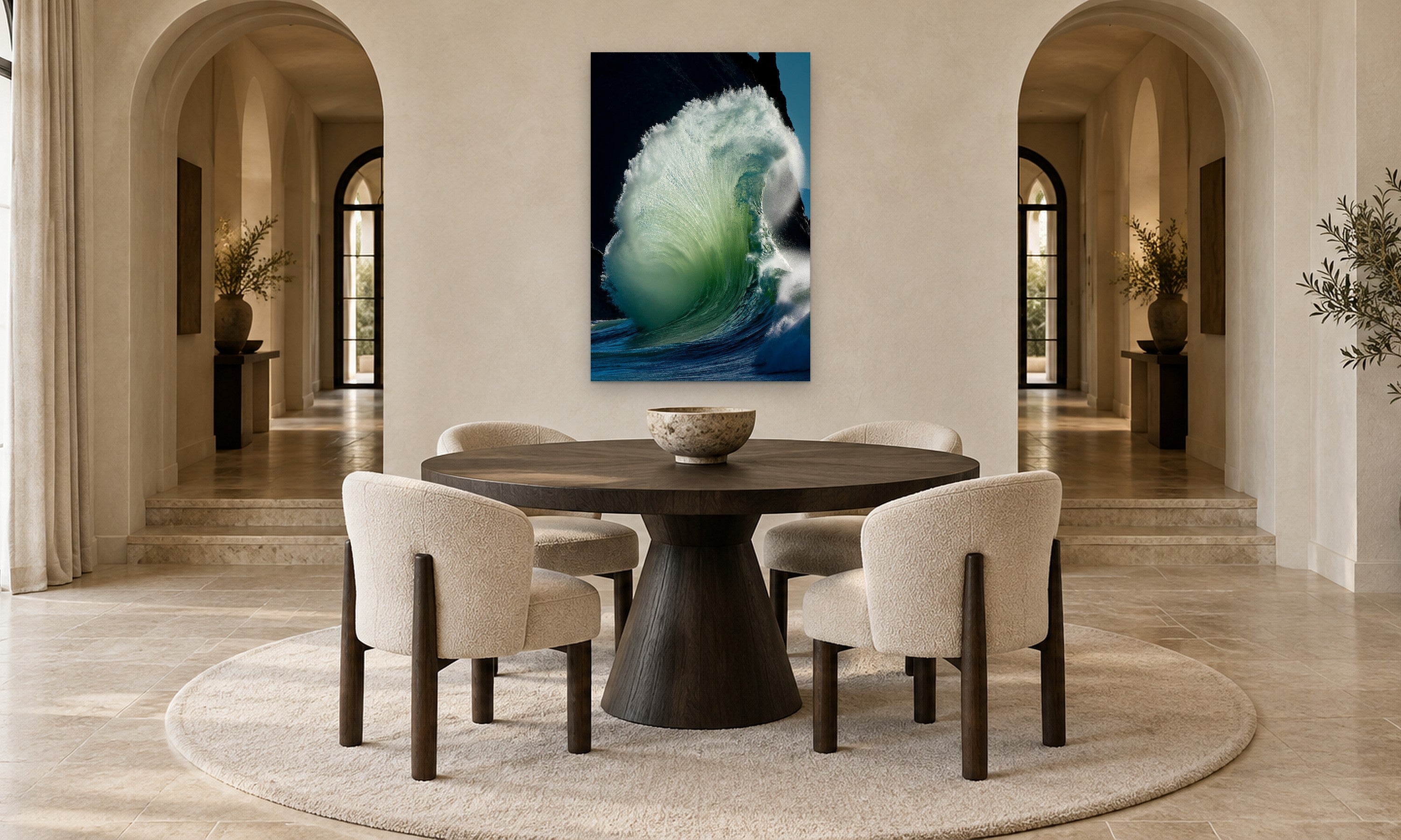 Triton by Aaron Chang, shown in an arched dining room
