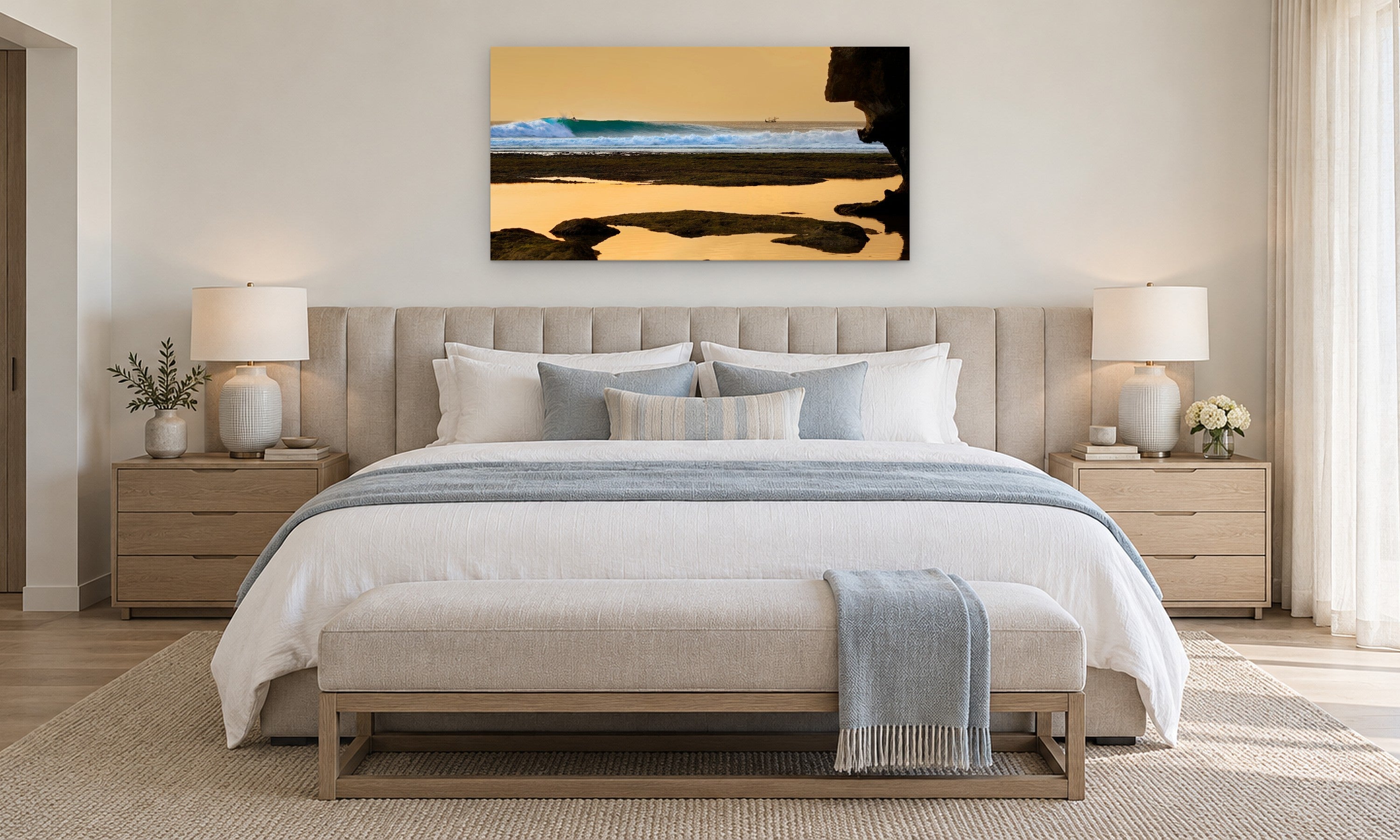 Uluwatu by Aaron Chang, shown in a coastal bedroom
