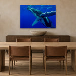 Whale Encounter by Aaron Chang, shown in a modern dining room