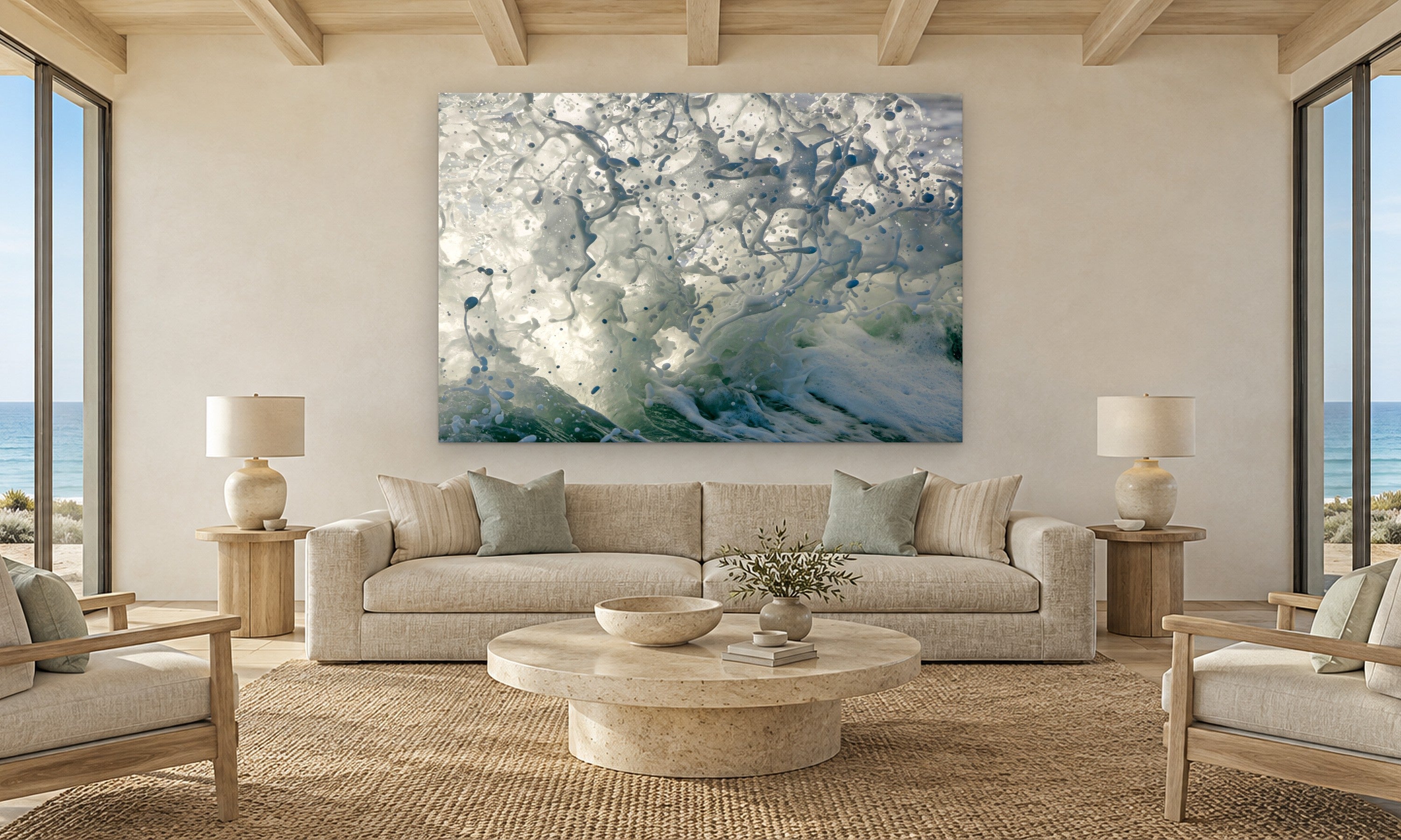 Water Matrix by Aaron Chang, shown in a coastal living room